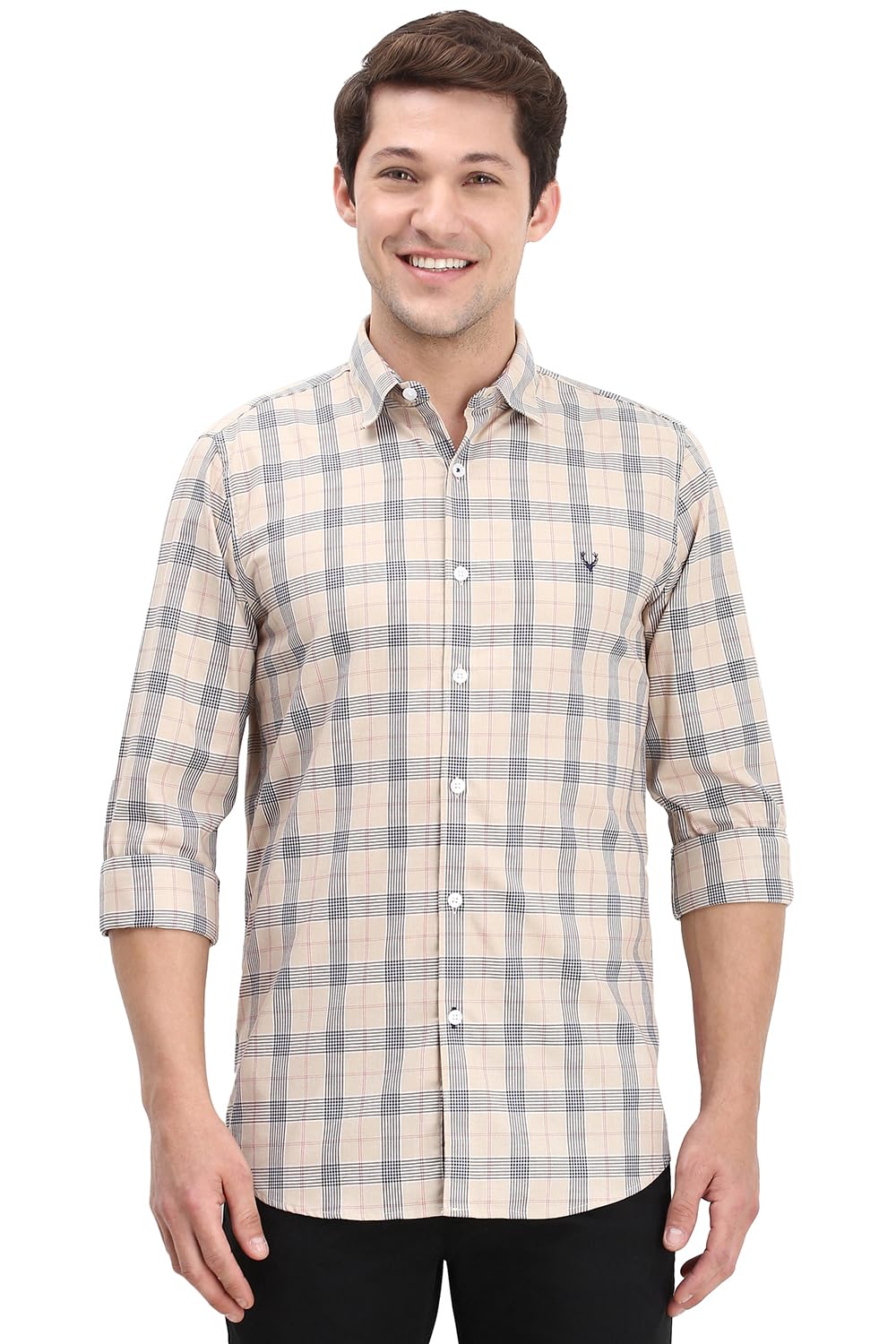Allen Solly Men's 100% Cotton Slim Fit Checkered Shirt
