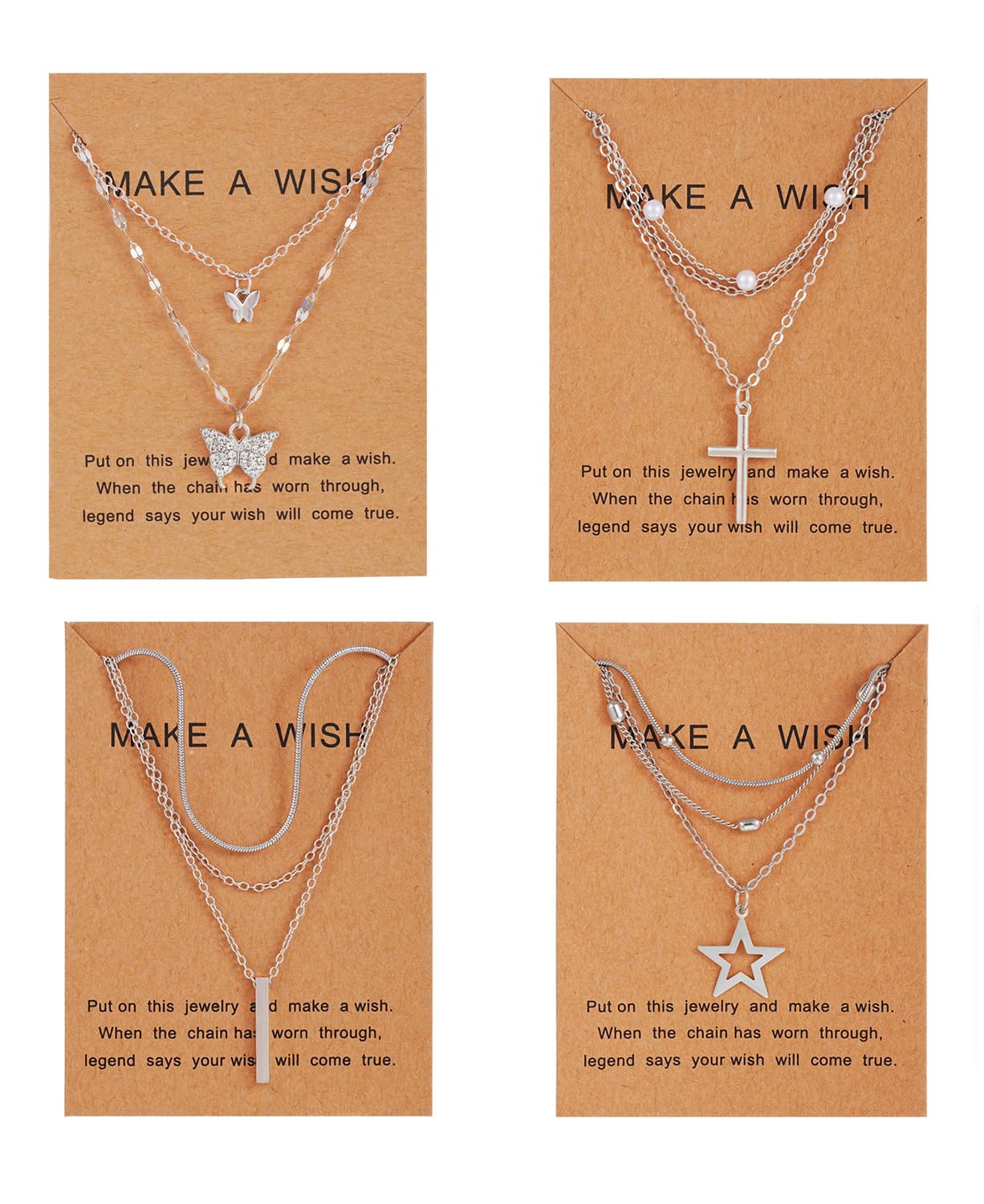 Shining Diva 4 Pcs Silver Plated Necklace Set for Women