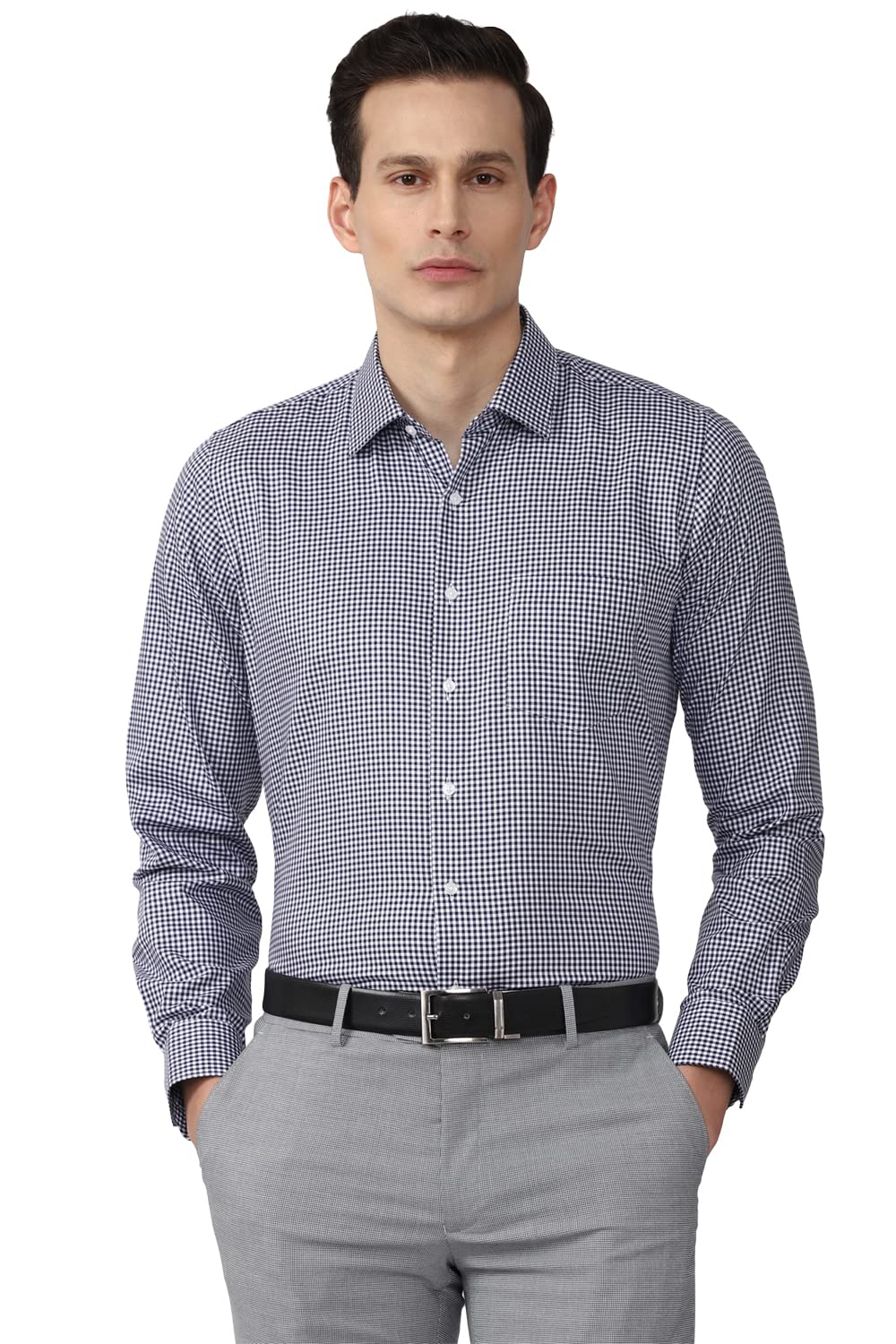 Van Heusen Men Checkered Formal Shirt Full Sleeves Slim Fit