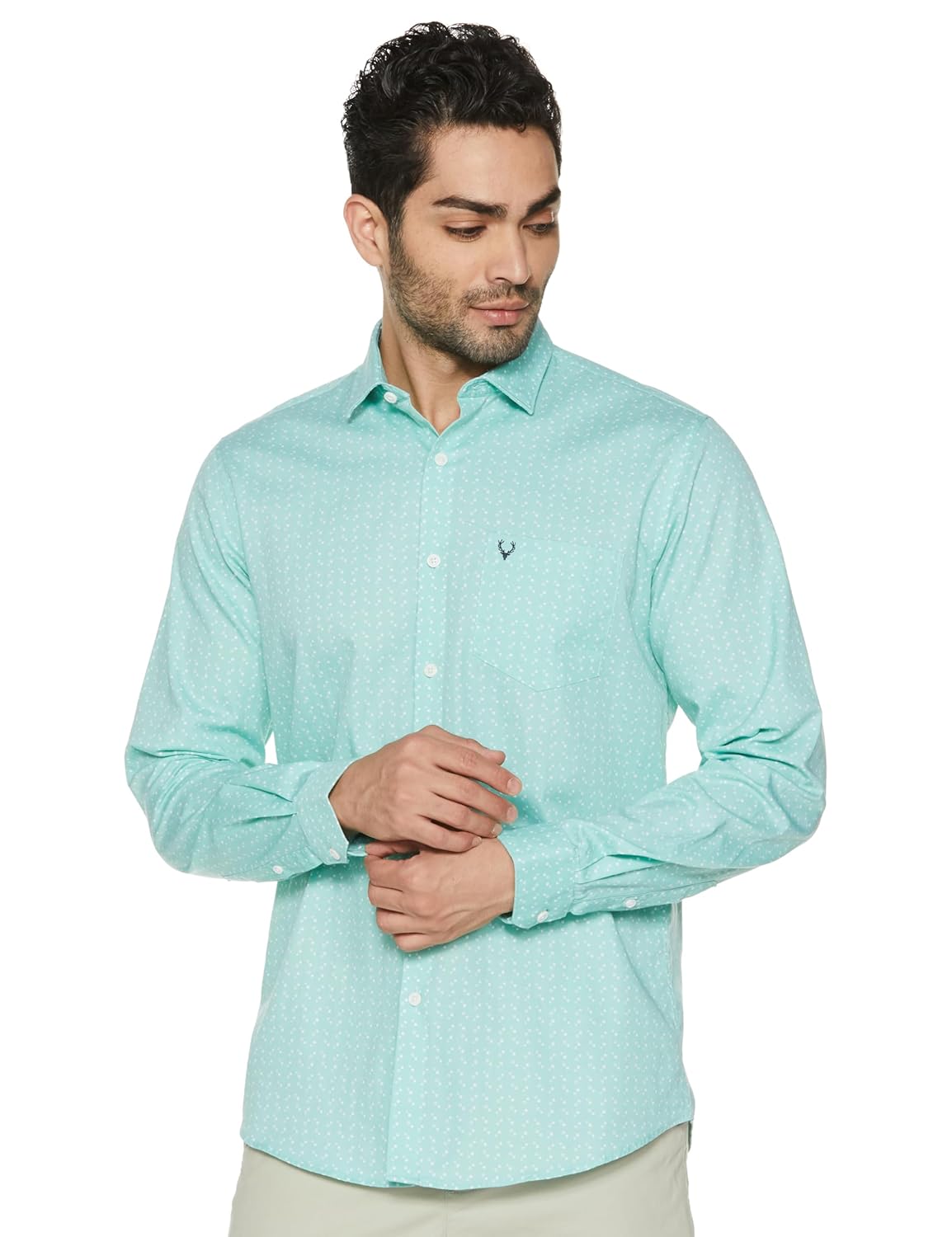 Allen Solly Men's 100% Cotton Slim Fit Dotted Casual Shirt