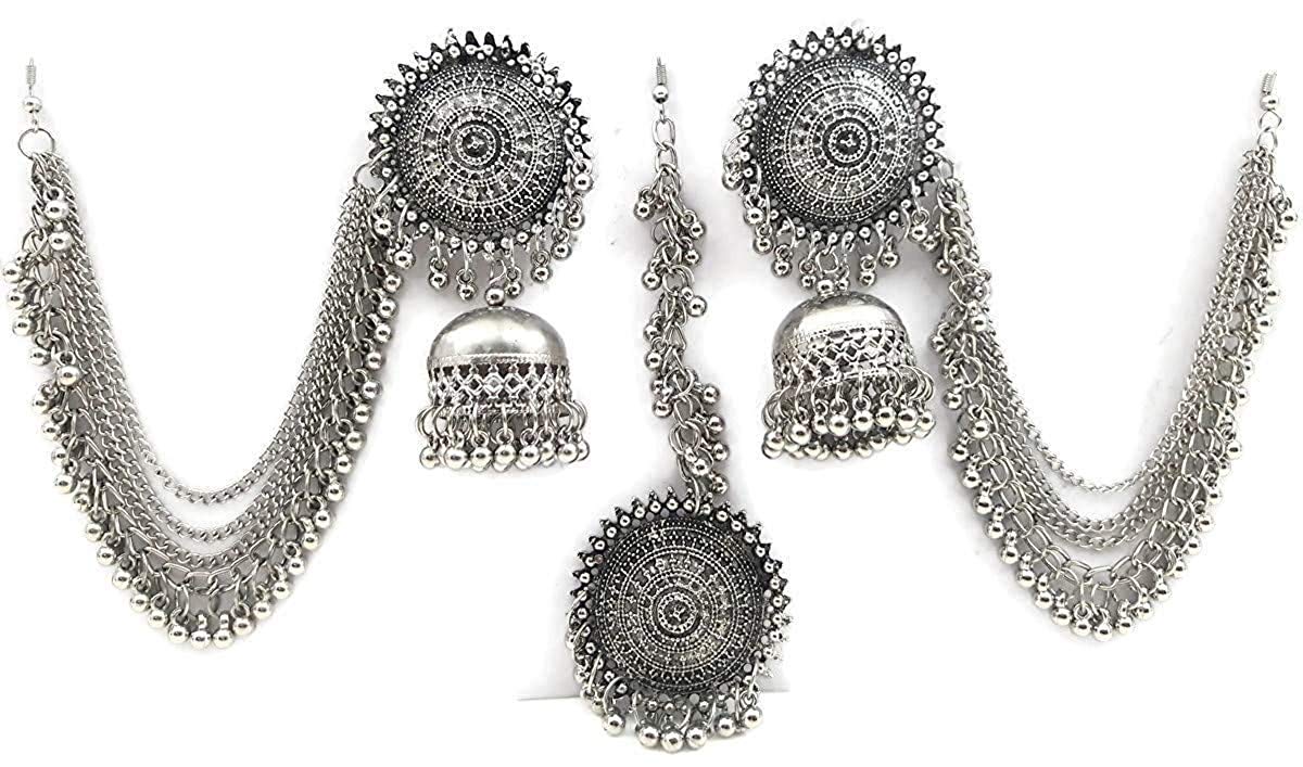 Oxidized Silver Maang Tikka Jhumka Set Traditional Jewelry