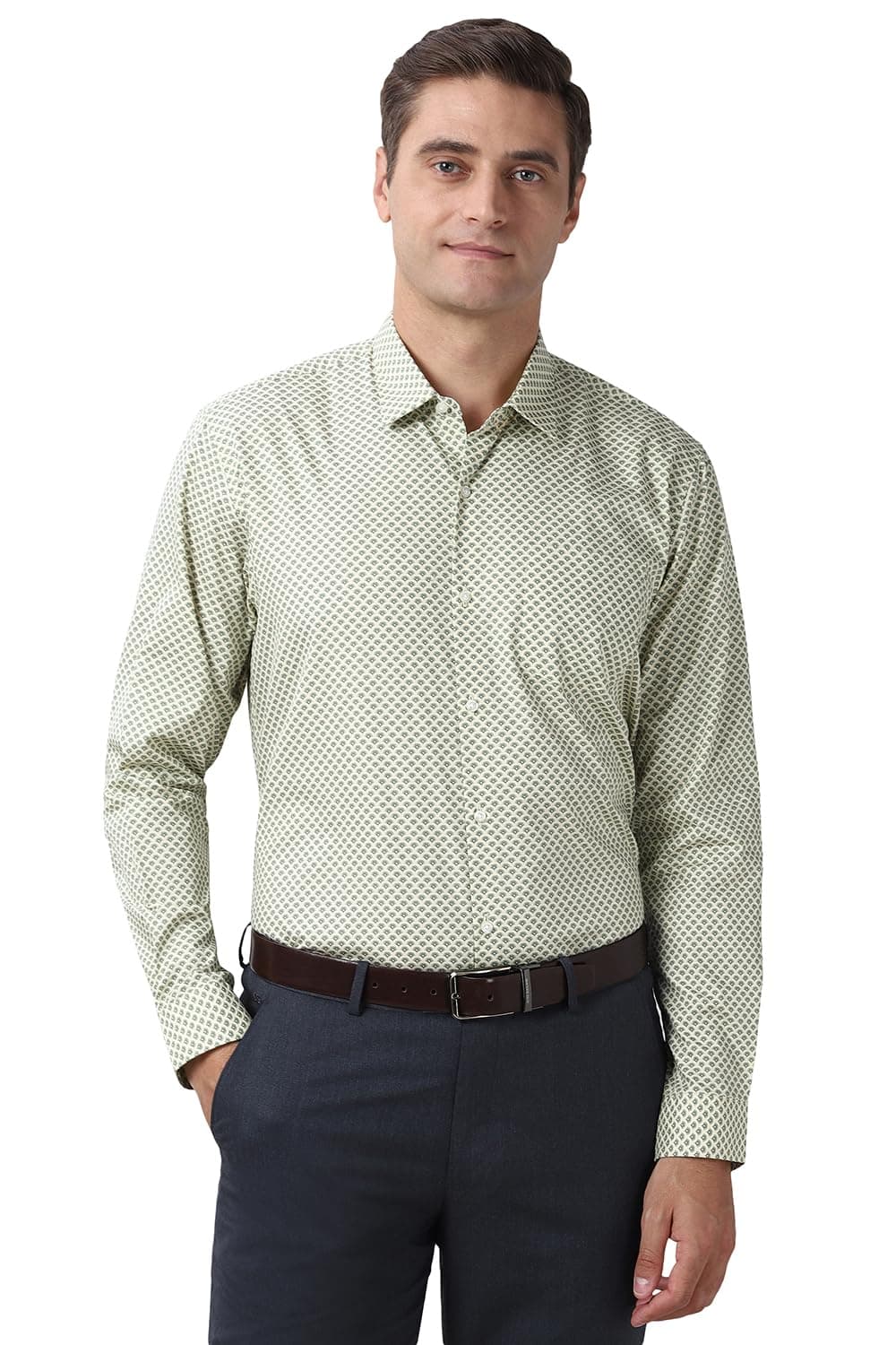 Peter England Men's Printed Formal Shirt 100% Cotton Full Sleeves