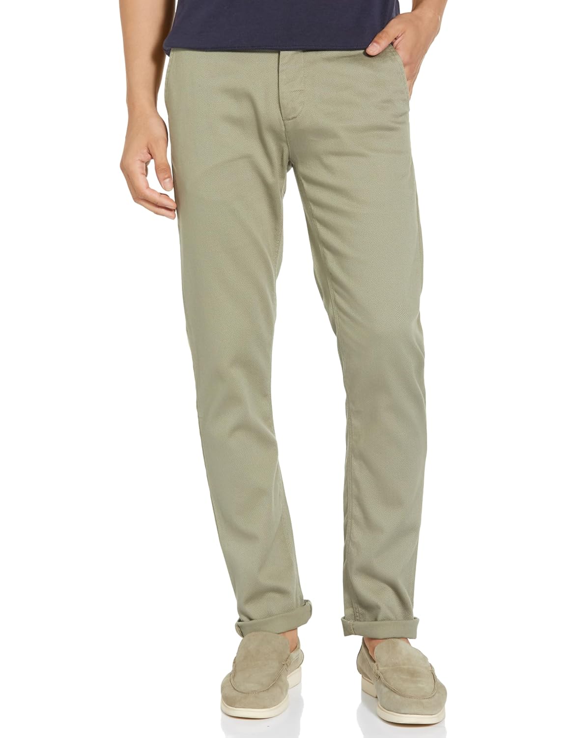 Peter England Men's Super Slim Fit Stretchable Casual Trousers