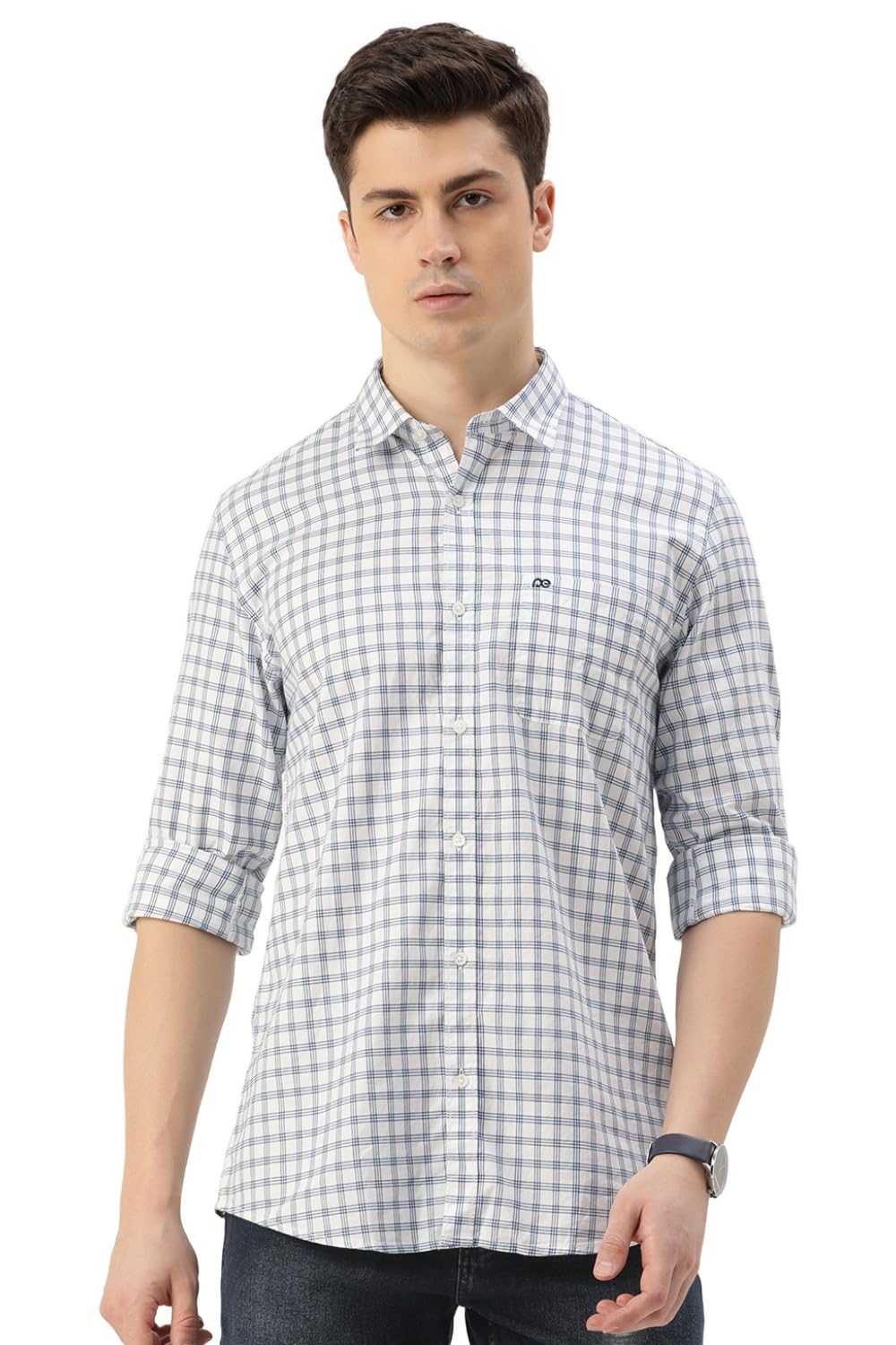 Peter England Men's Slim Fit Full Sleeve Checkered Shirt