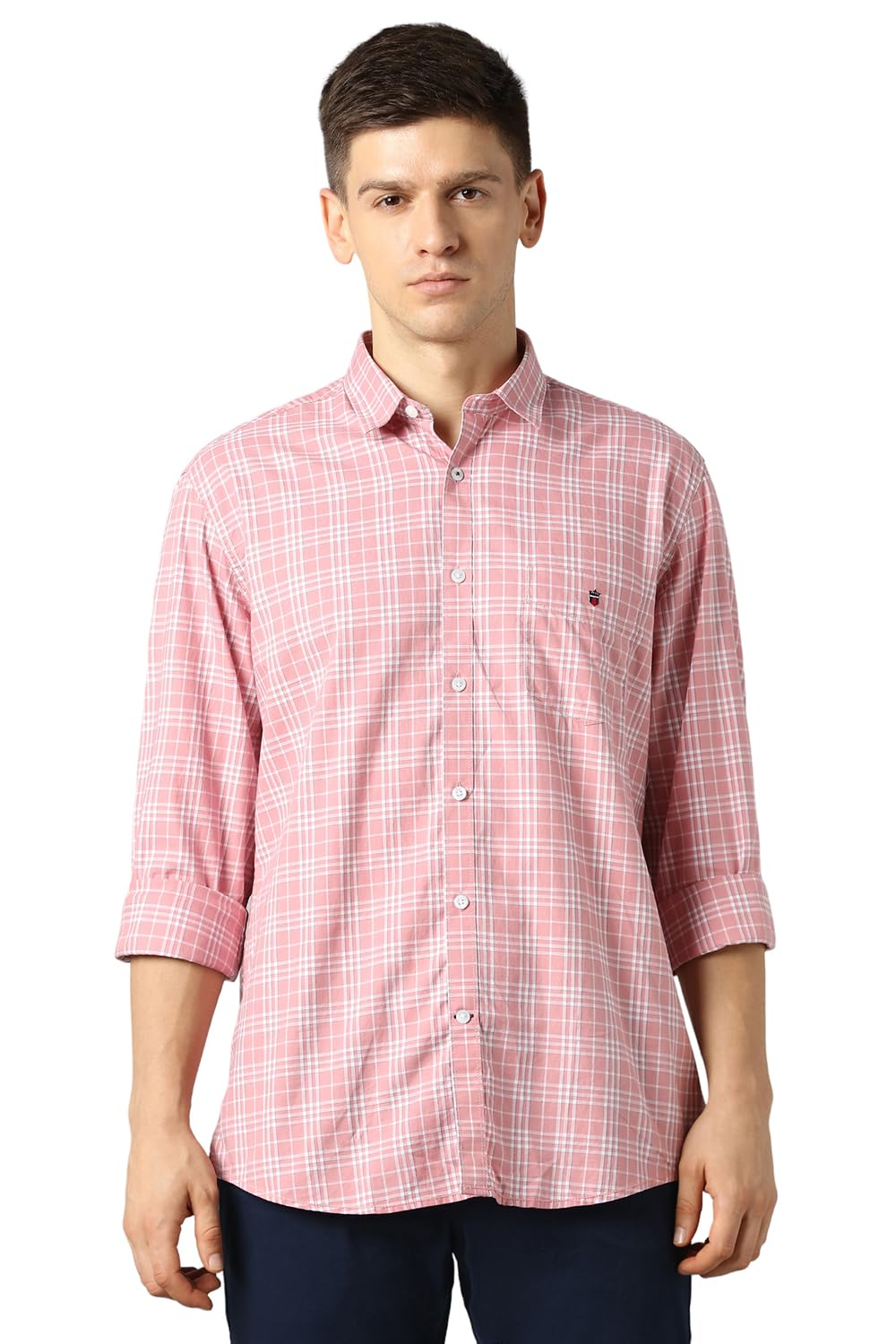 Louis Philippe Men's Cotton Silk Touch Slim Fit Casual Shirt