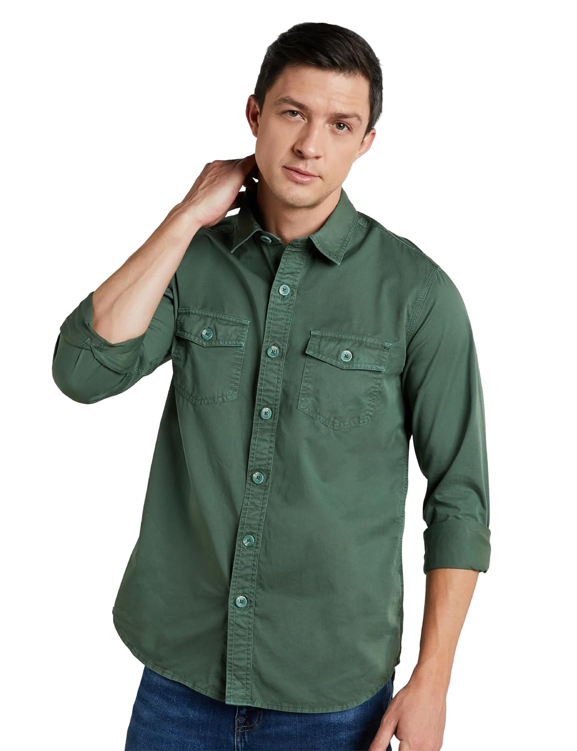 Symbol Men's Casual Washed Cotton Twill Shirt Regular Fit
