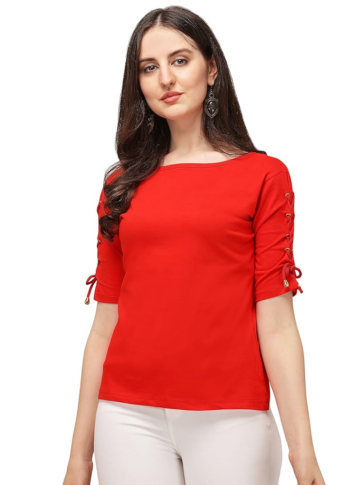 Leriya Fashion Women Lycra 3/4 Sleeve Regular Office Wear, Casual Wear, Under 399 Top for Women/Girl - Authentic Leriya Clothing | UrbanThreads - Image 2