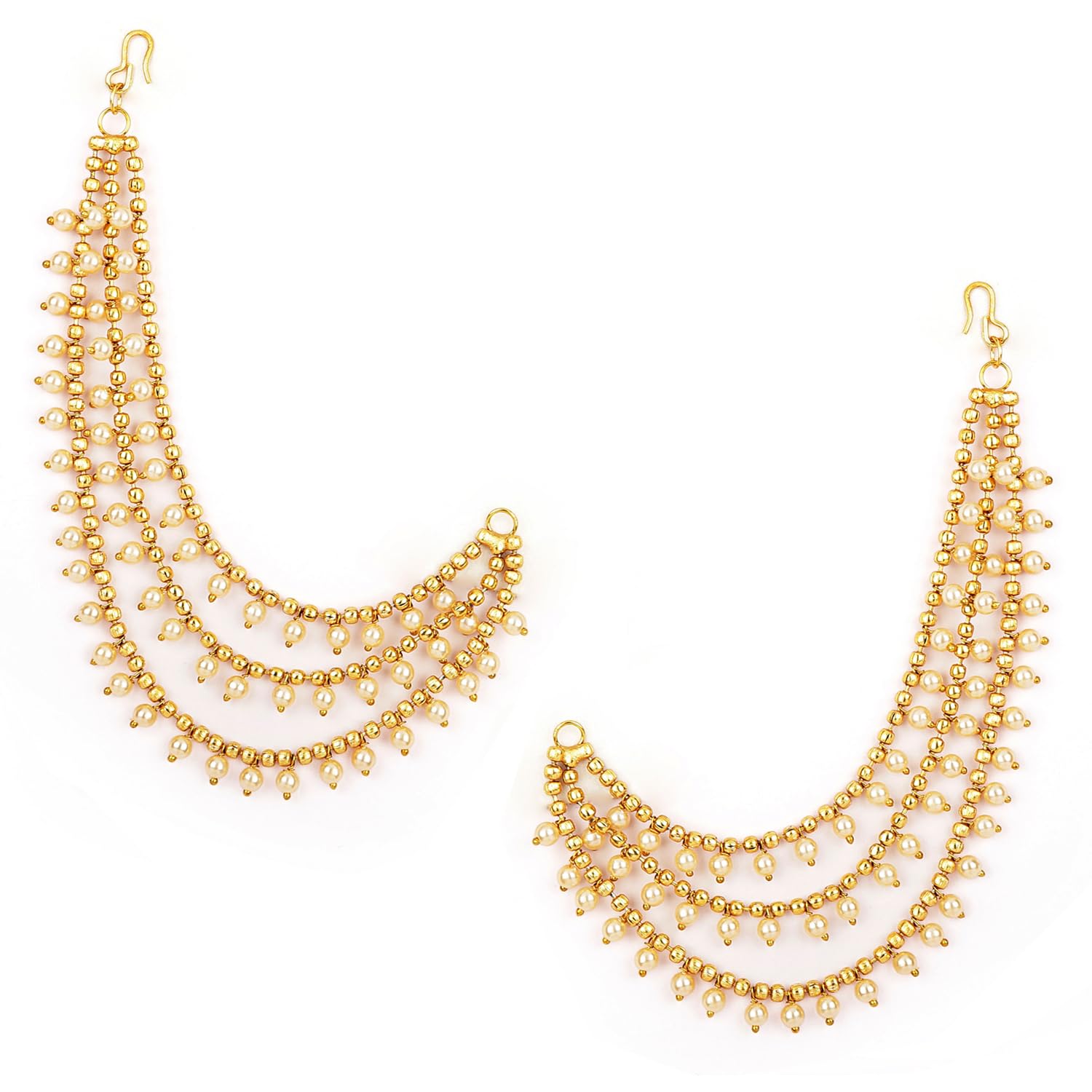 Shining Diva Bahubali Pearl Ear Chain Earrings for Women