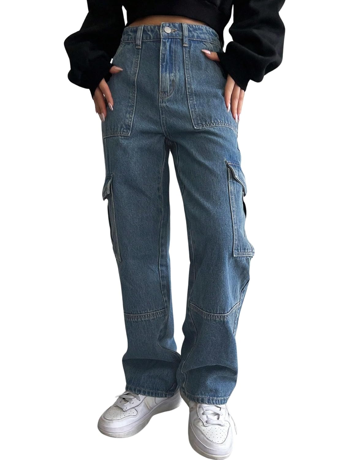 Leriya Fashion Women's Wide Leg Fit High Rise Baggy | Wide Leg Jeans High Waist | Bell Bottom | Carg - Authentic Leriya Clothing | UrbanThreads