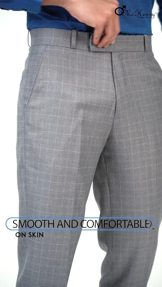 McHenry Mens Regular Fit Poly Blended Checkered Trousers - Image 3