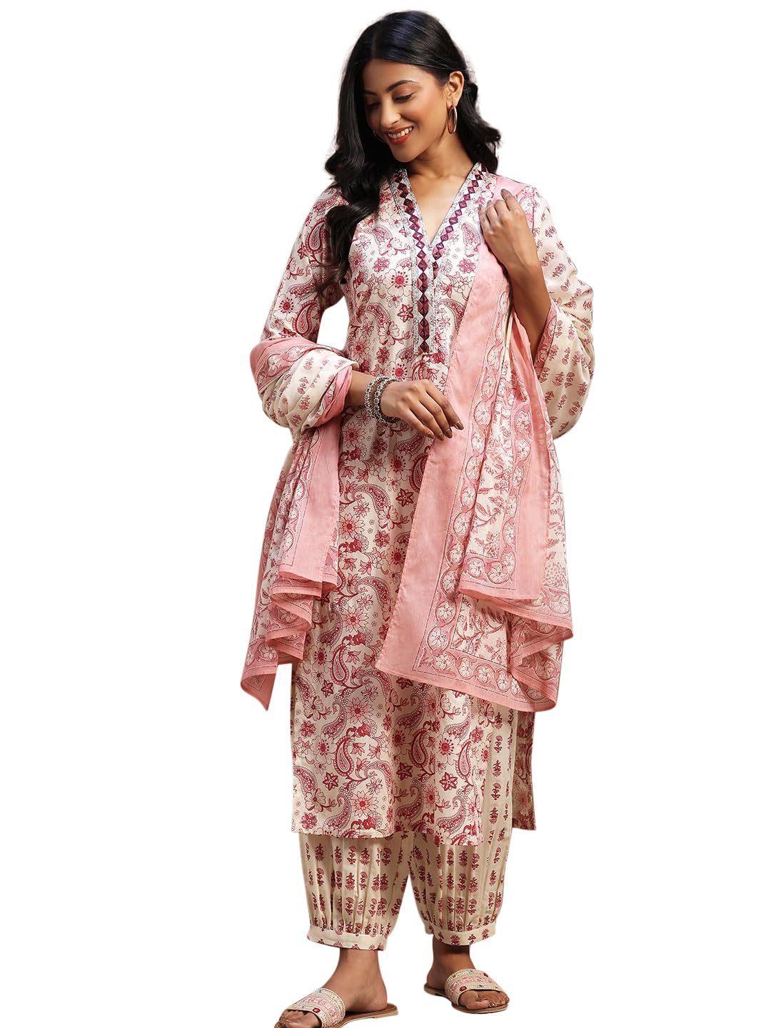 Libas Off-White Printed Cotton Kurta Set | Urban Threads