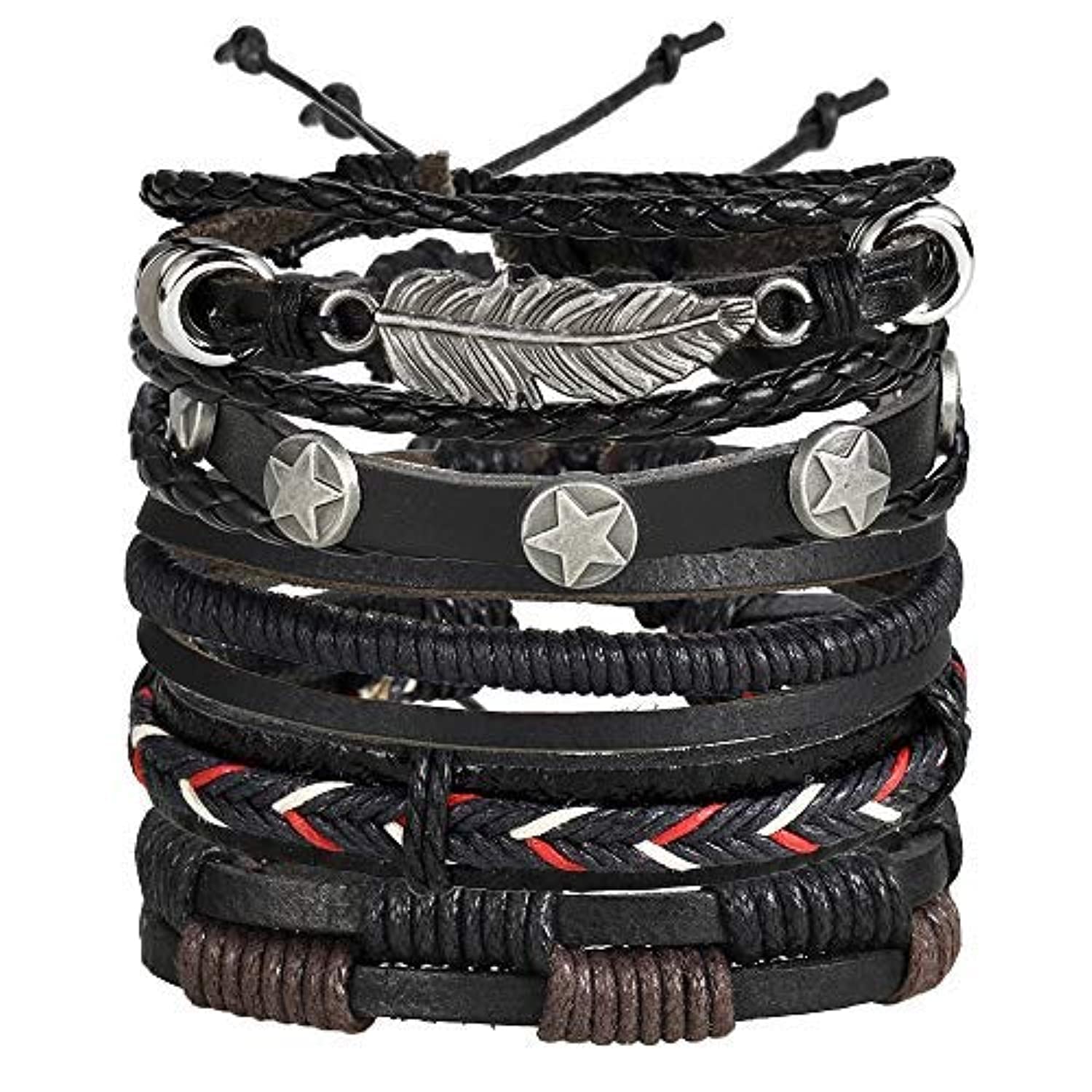 UrbanThreads Leather Bracelet Men Braided Style