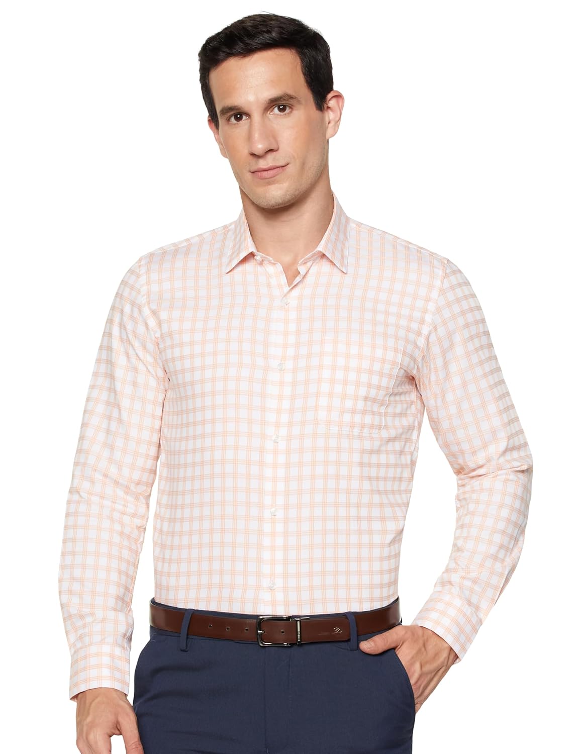 Peter England Men's Checkered Formal Slim Fit Shirt