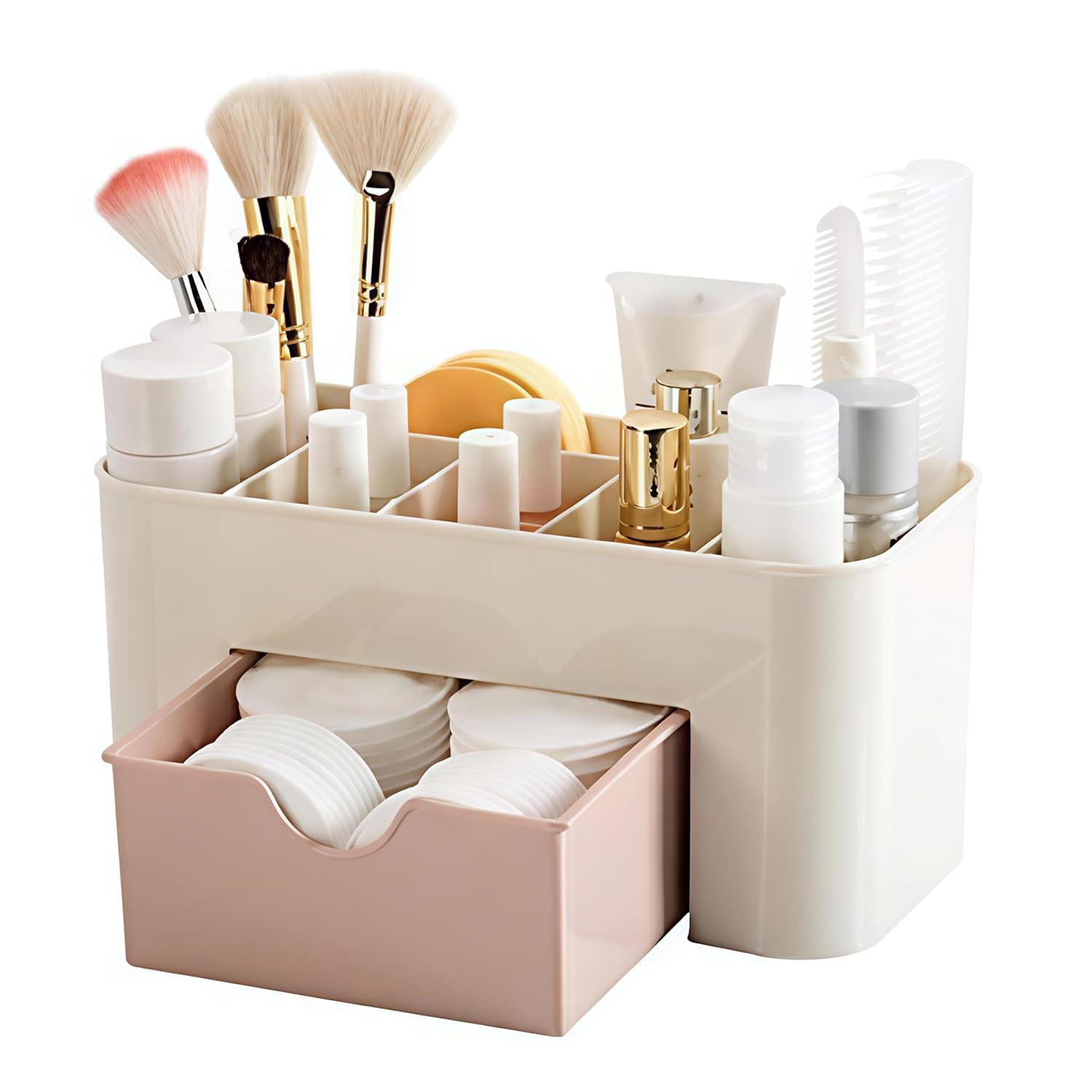 HETOPETO Cosmetic Makeup Organiser with Drawer White