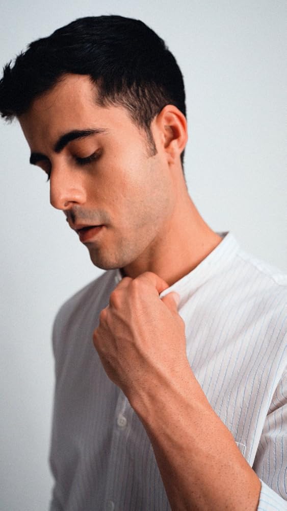 Peter England Classic Striped Cotton Mandarin Collar Shirt Men - Image 4