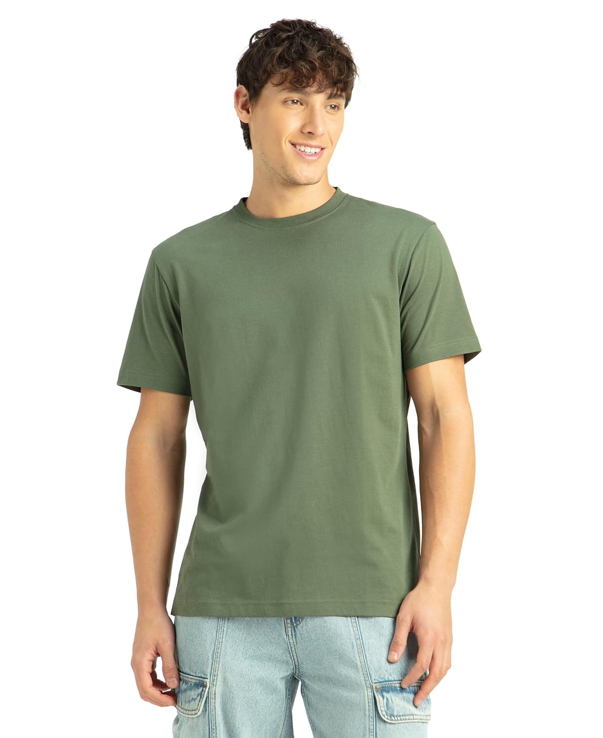Jockey 2714 Men's Cotton Rich Solid Round Neck Half Sleeve T-Shirt