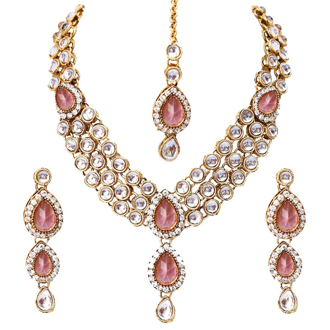 Shining Diva 18k Gold Plated Kundan Necklace Set for Women
