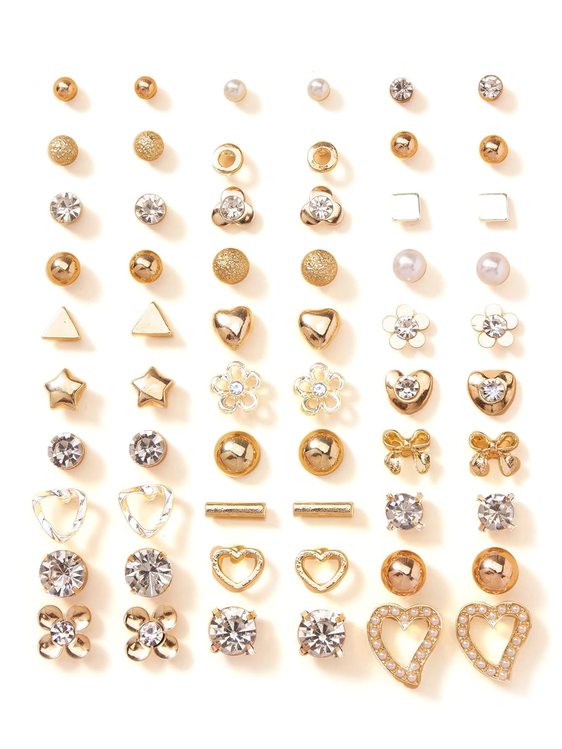 Shining Diva 30 Pairs Earrings Combo Set Crystal Pearl Women