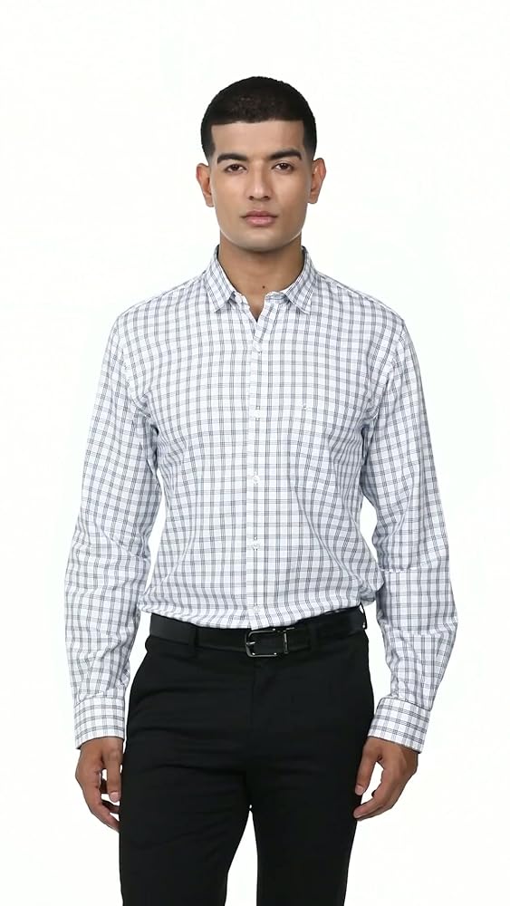 Peter England Men's Slim Fit Full Sleeve Checkered Shirt - Image 3
