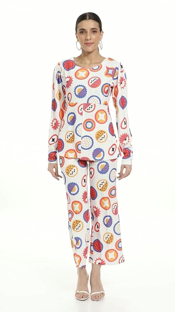 Leriya Fashion Women Co Ord Set Lycra Cotton Floral Stylish | Festive Co Ord Set | Travel | Full Sle - Authentic Leriya Fashion | UrbanThreads - Image 3