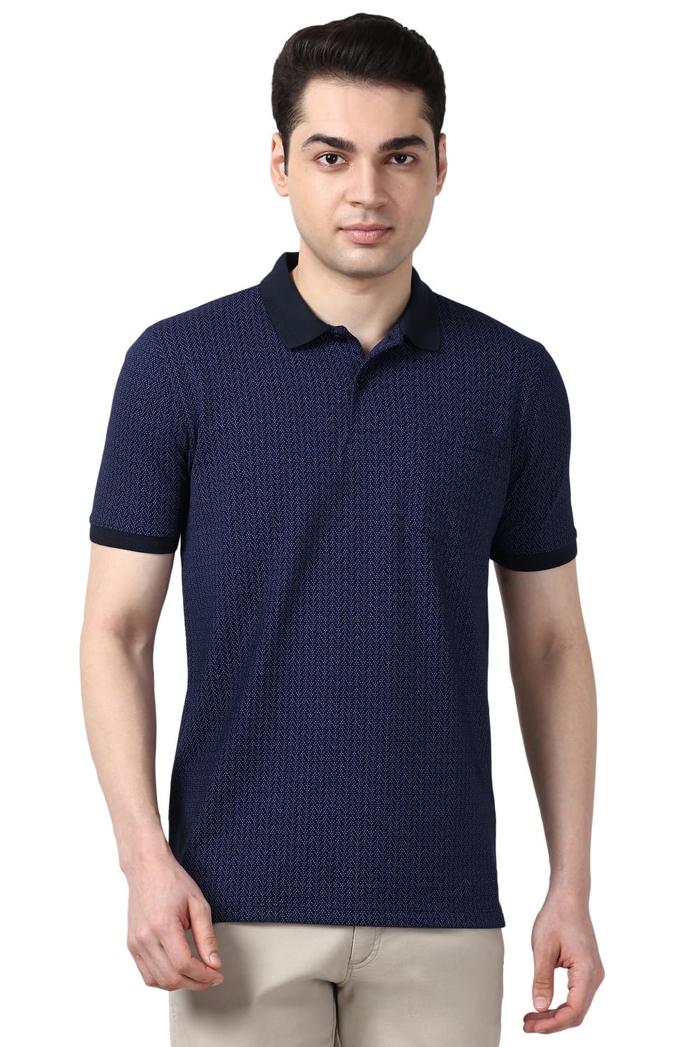 Peter England Men's Cotton-Polyester Chevron Polo Shirt