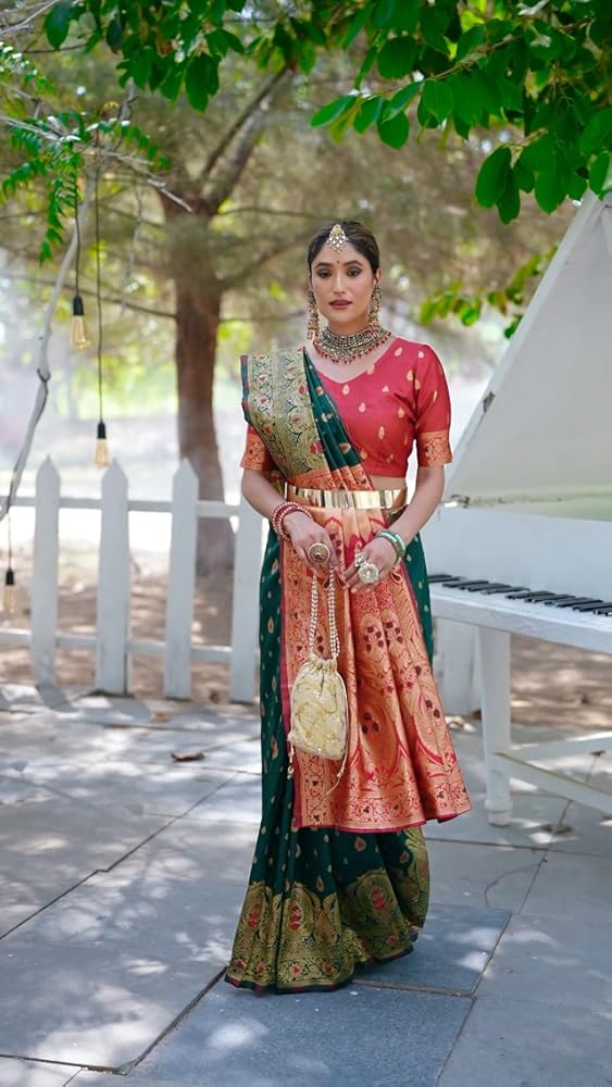 Leriya Fashion Women's Jacquard Cotton Silk Saree - Authentic Leriya Clothing | UrbanThreads - Image 4