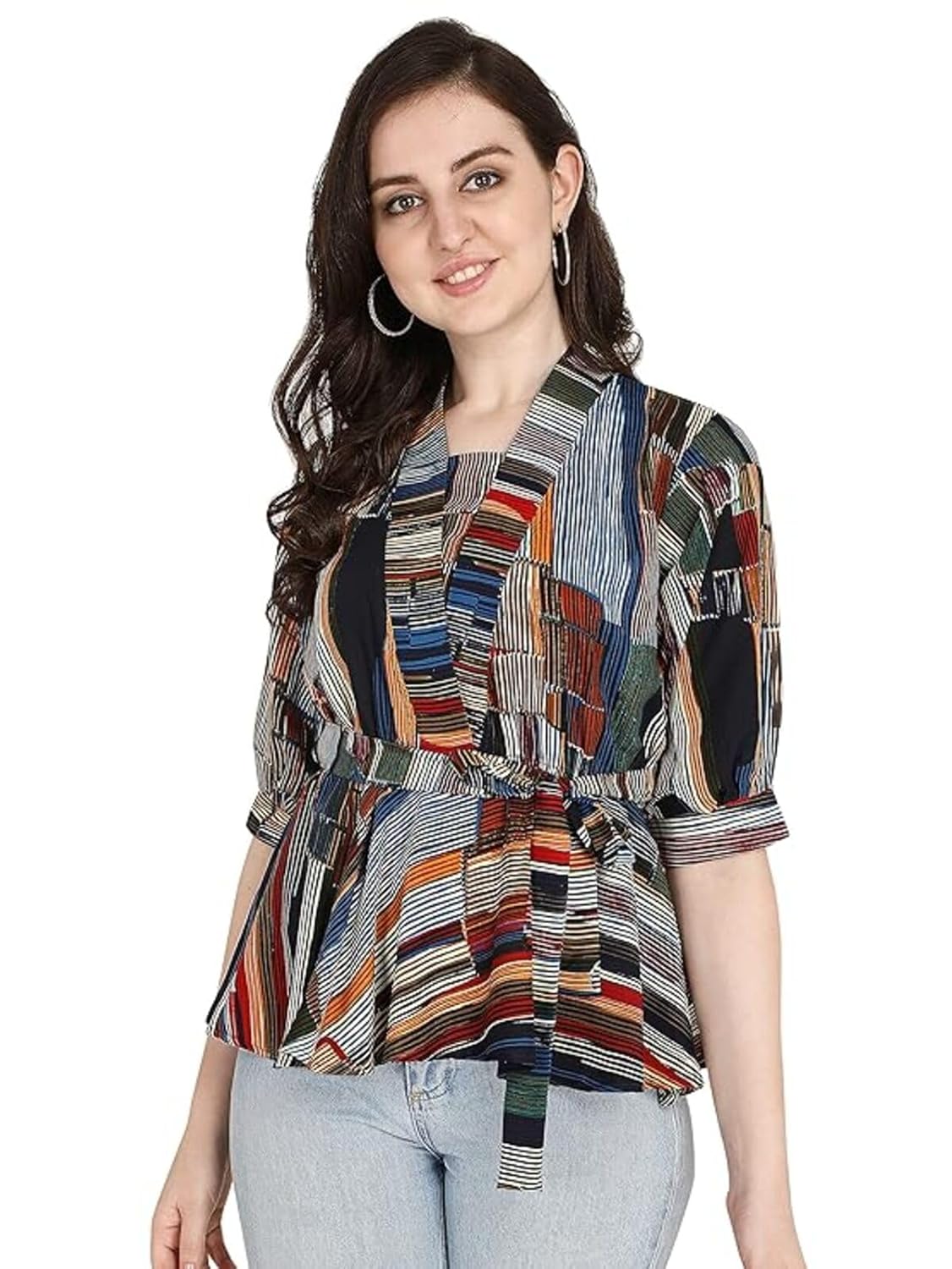 Leriya Fashion Women's Printed Regular Fit Top with Half Sleeves for Office Wear, Casual Wear, Under - Authentic Leriya Clothing | UrbanThreads