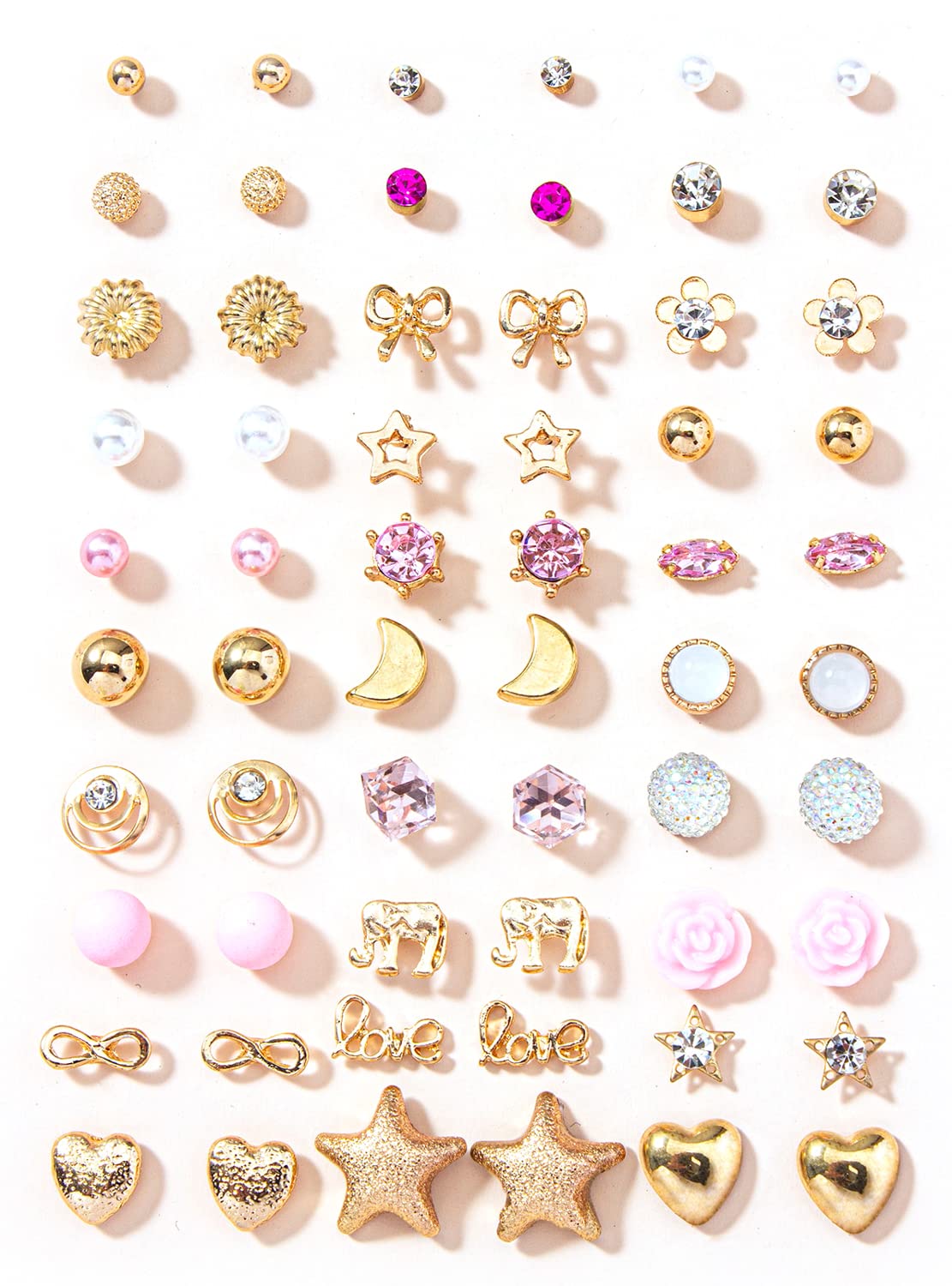 Shining Diva 30 Pairs Earrings Combo Set Crystal Pearl Women