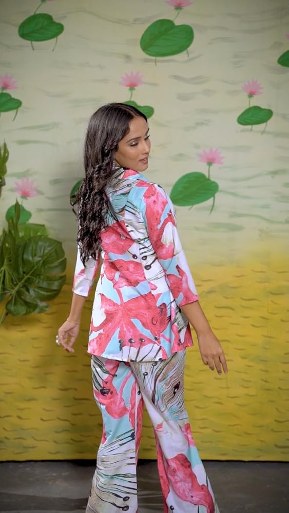 Leriya Fashion Women Ethnic Kurta Set | Rayon Co-Ord Set | Fancy Pajama Set | Pack of 2 | Floral Pri - Authentic Leriya Clothing | UrbanThreads - Image 4