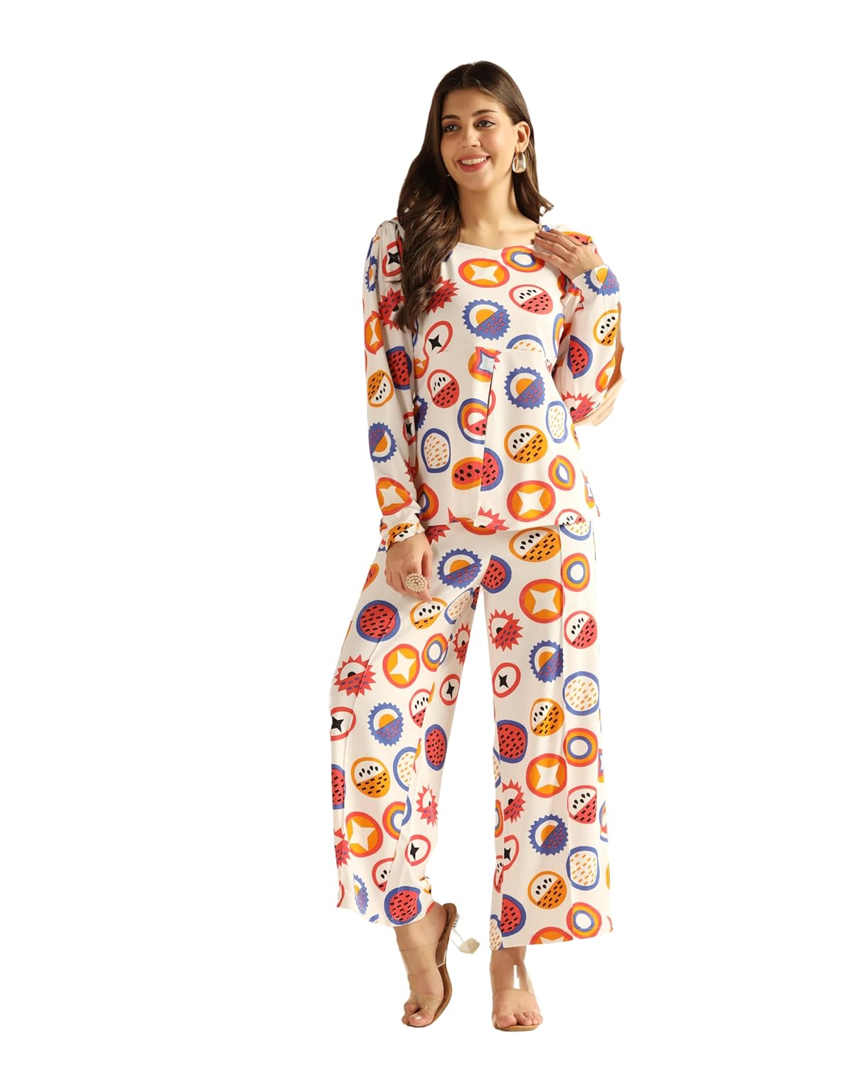 Leriya Fashion Women Co Ord Set Lycra Cotton Floral Stylish | Festive Co Ord Set | Travel | Full Sle - Authentic Leriya Fashion | UrbanThreads