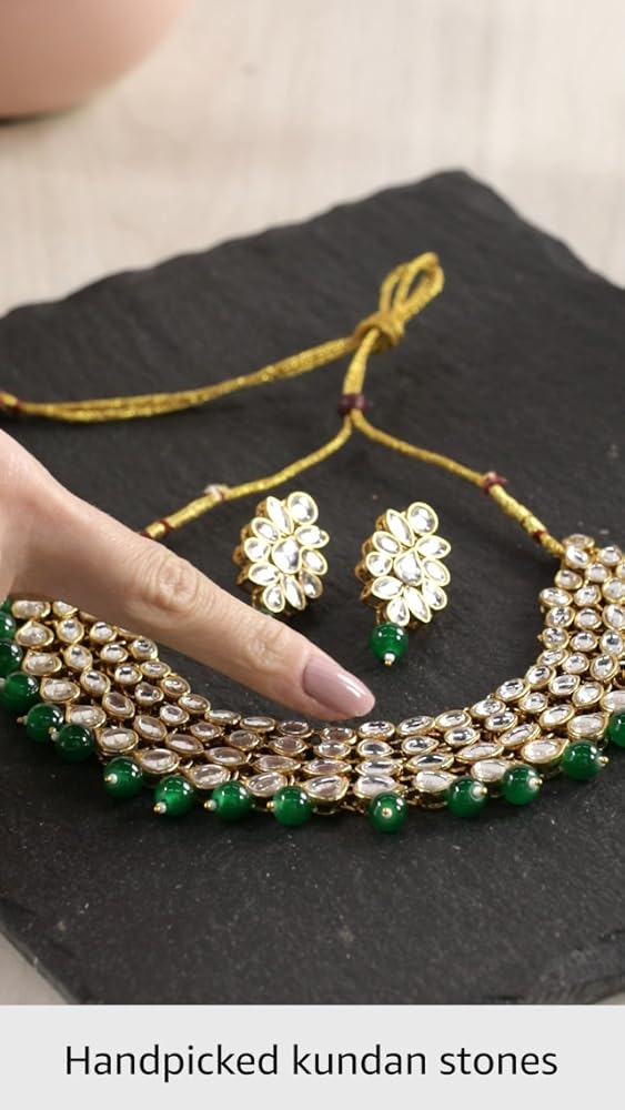 Shining Diva Kundan Wedding Traditional Necklace Set - Image 4