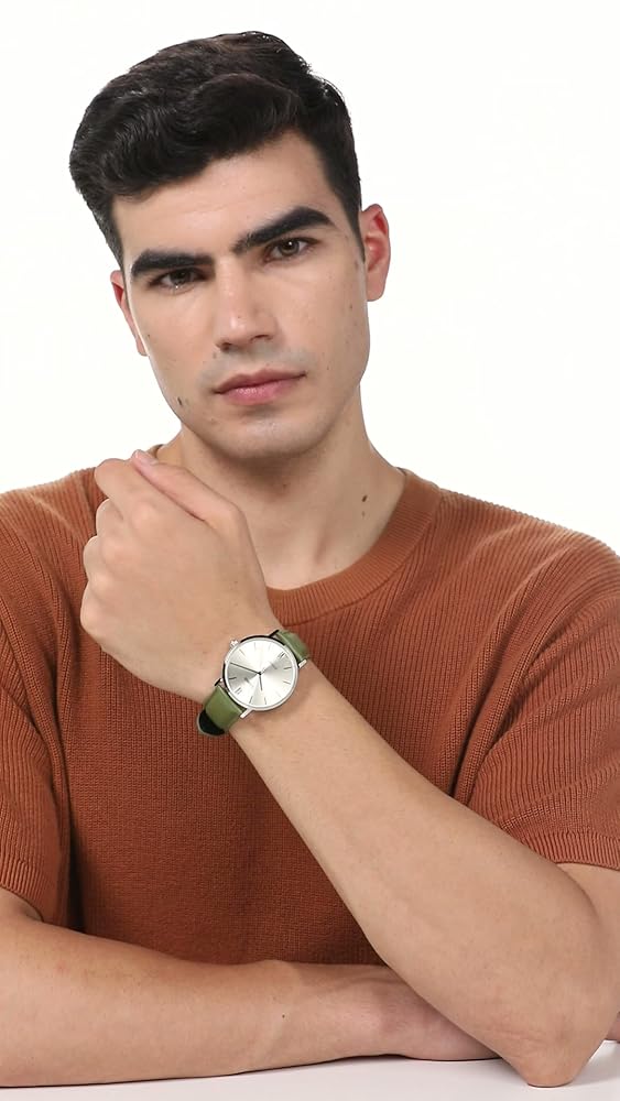 Casio Enticer Green Dial Leather Watch - Image 3