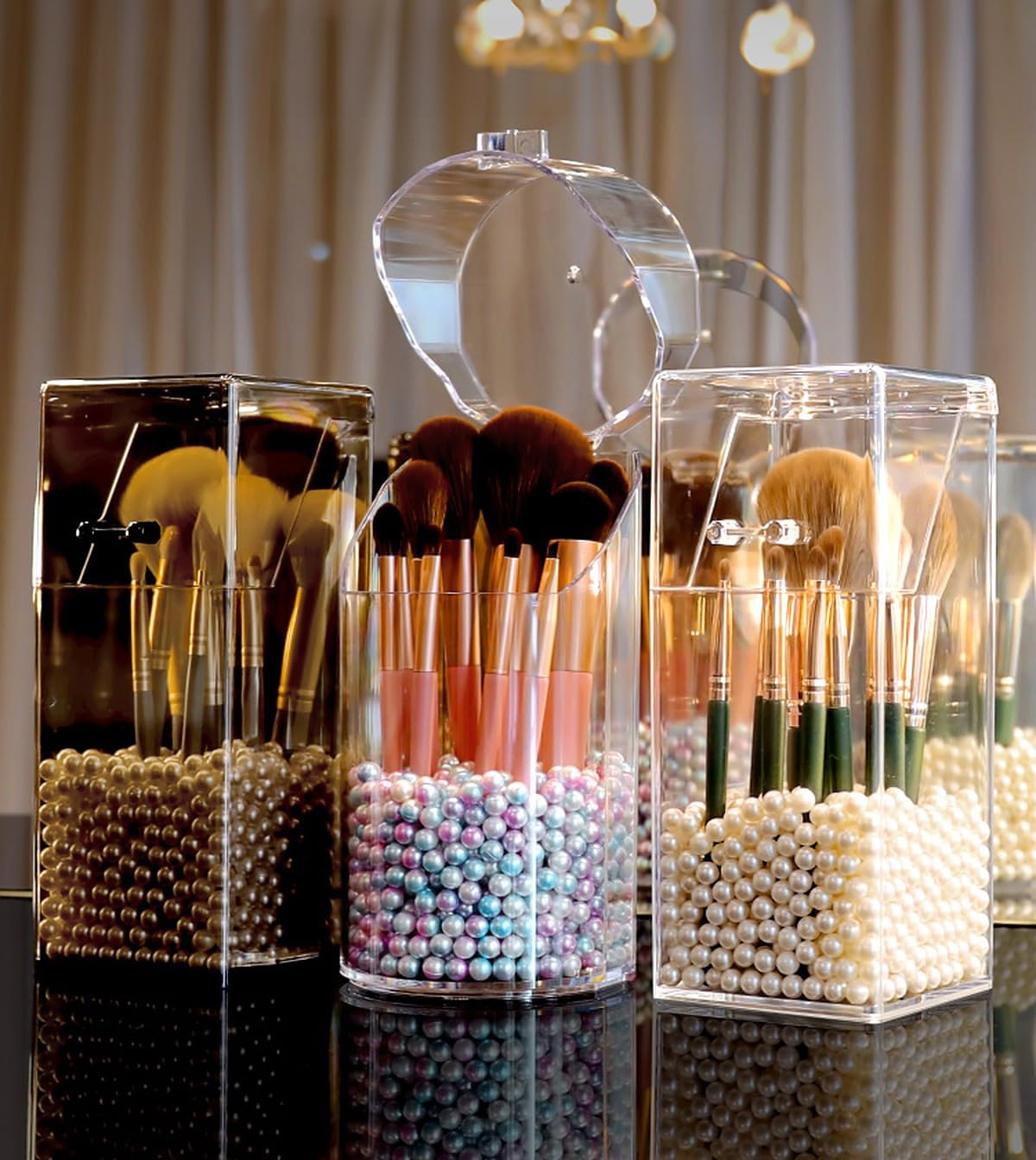 wolpin Makeup Brush Box Holder Acrylic Organizer