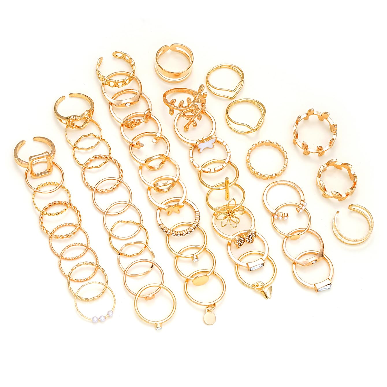 Shining Diva Set of 48 Gold Plated Rings for Women and Girls