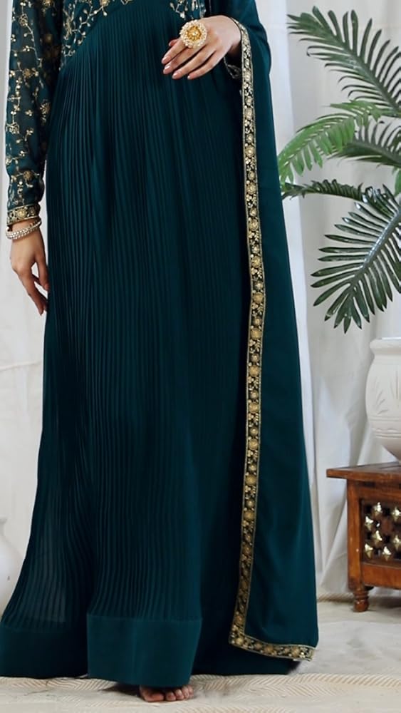 TRENDMALLS Women's Georgette Embroidery Work Alia Cut Anarkali Kurta Pant with Dupatta Set - Authentic TRENDMALLS Clothing | UrbanThreads - Image 3