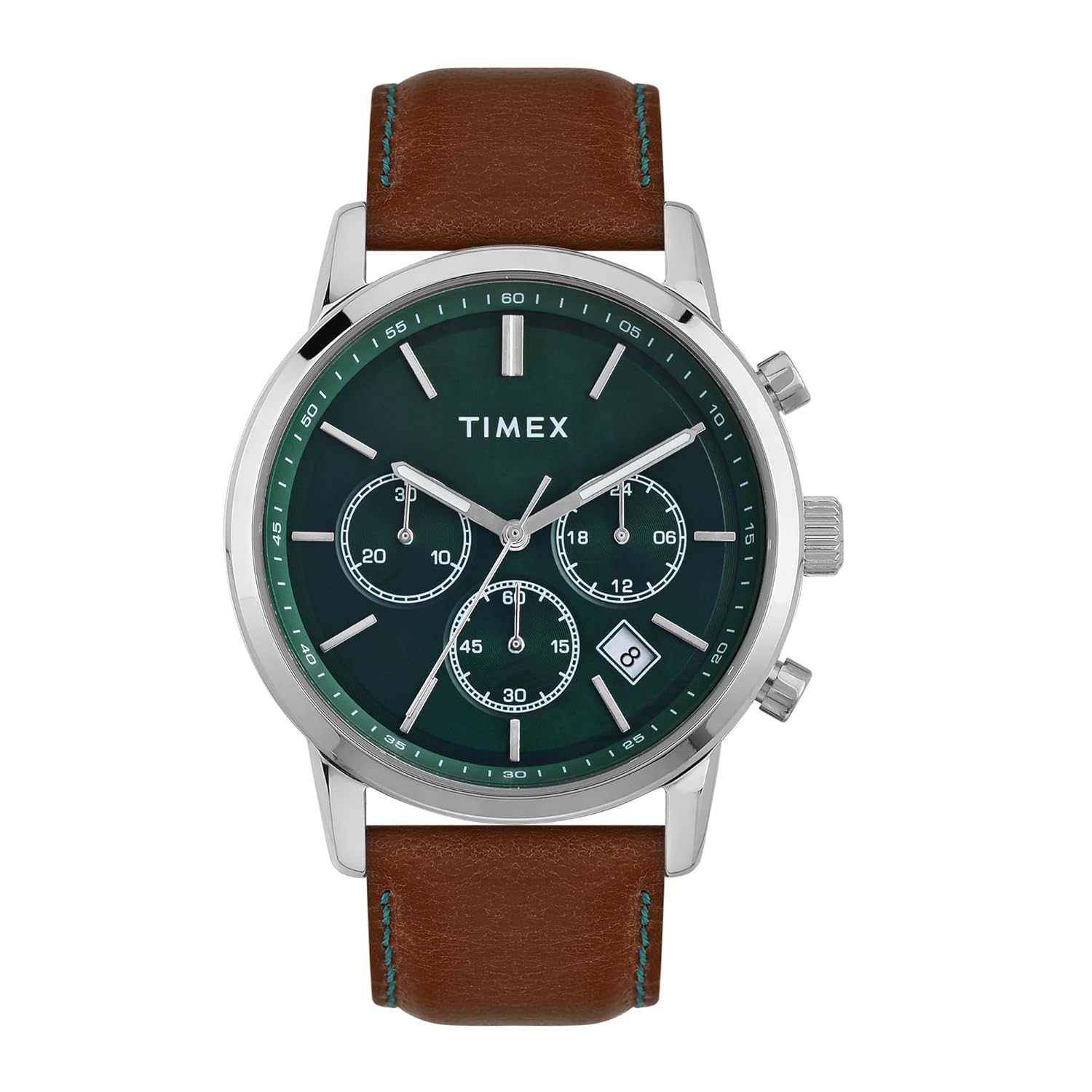 Timex Classic Leather Strap Watch Black Green Blue