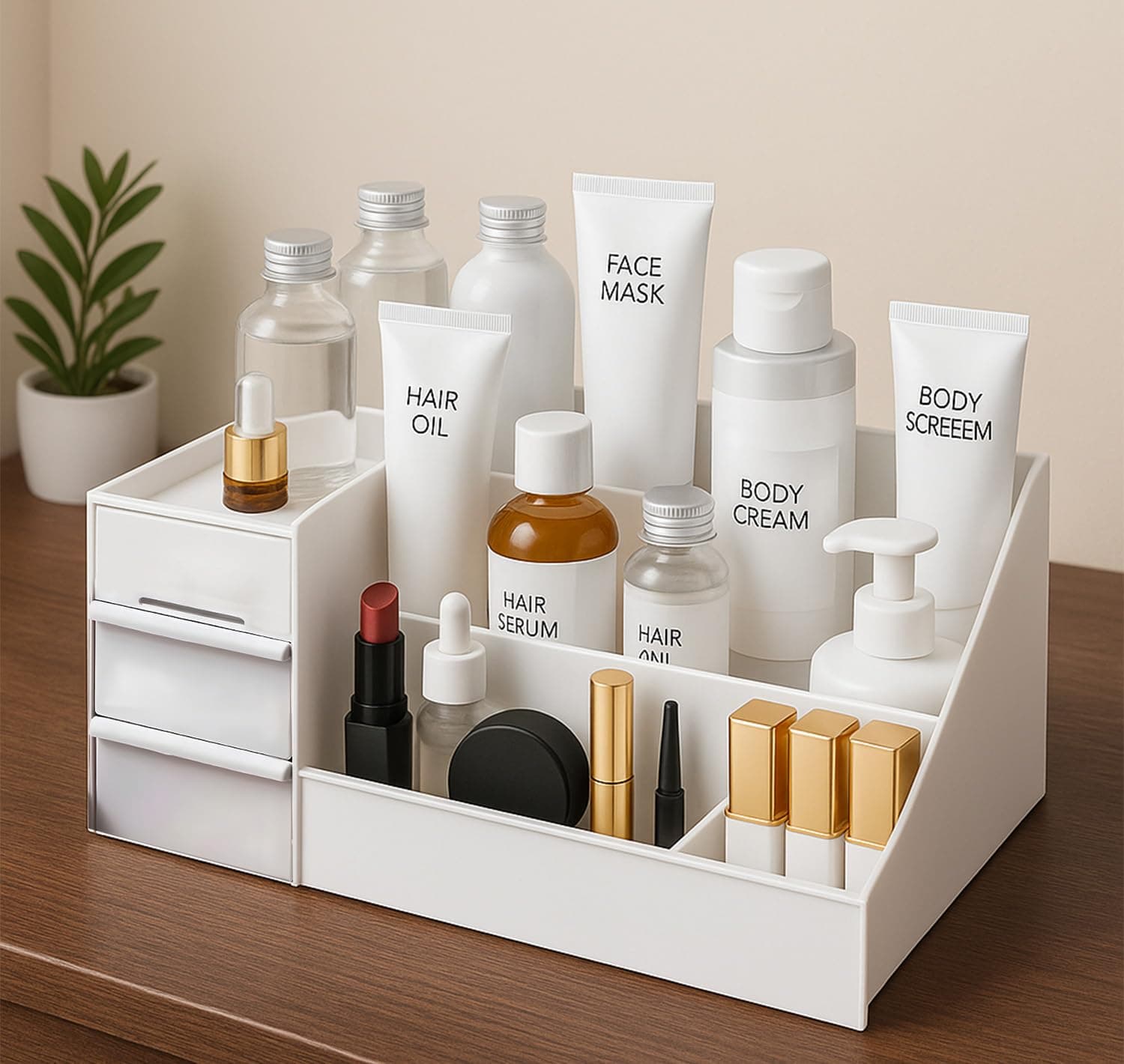 PANCA Cosmetic Organizer Box with Drawers Plastic Storage