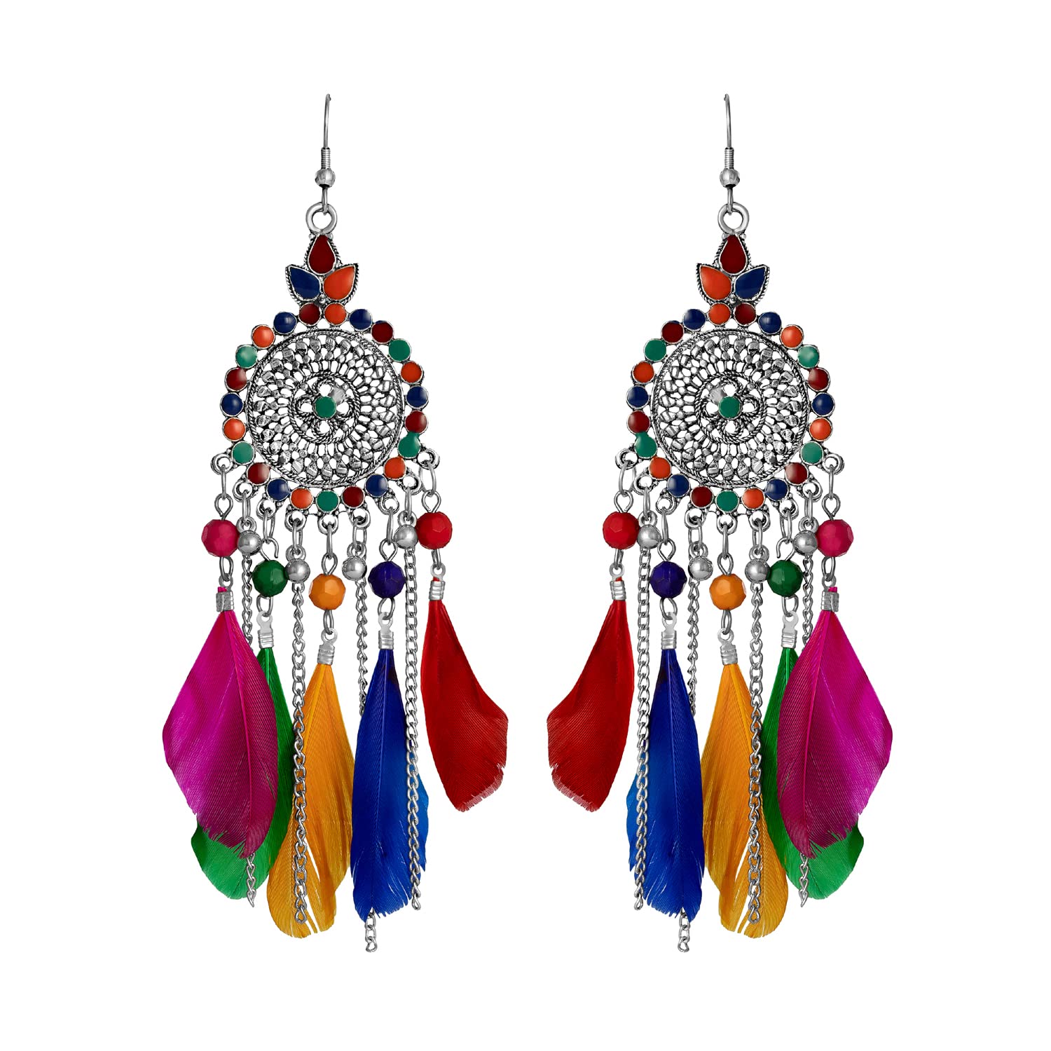 UrbanThreads Oxidized Feather Earrings Women Bohemian