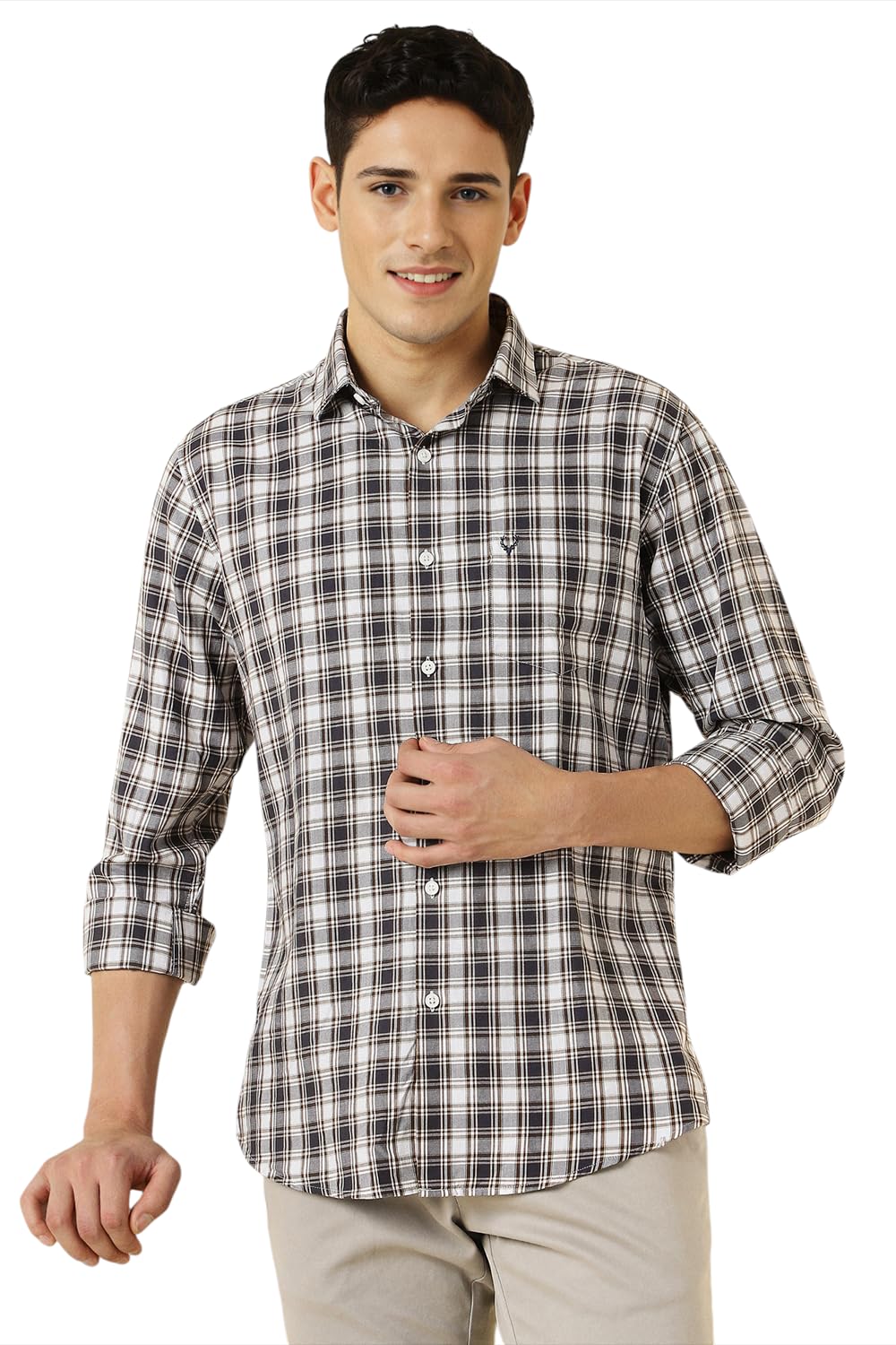 Allen Solly Men Cotton Slim Fit Small Checks Casual Shirt