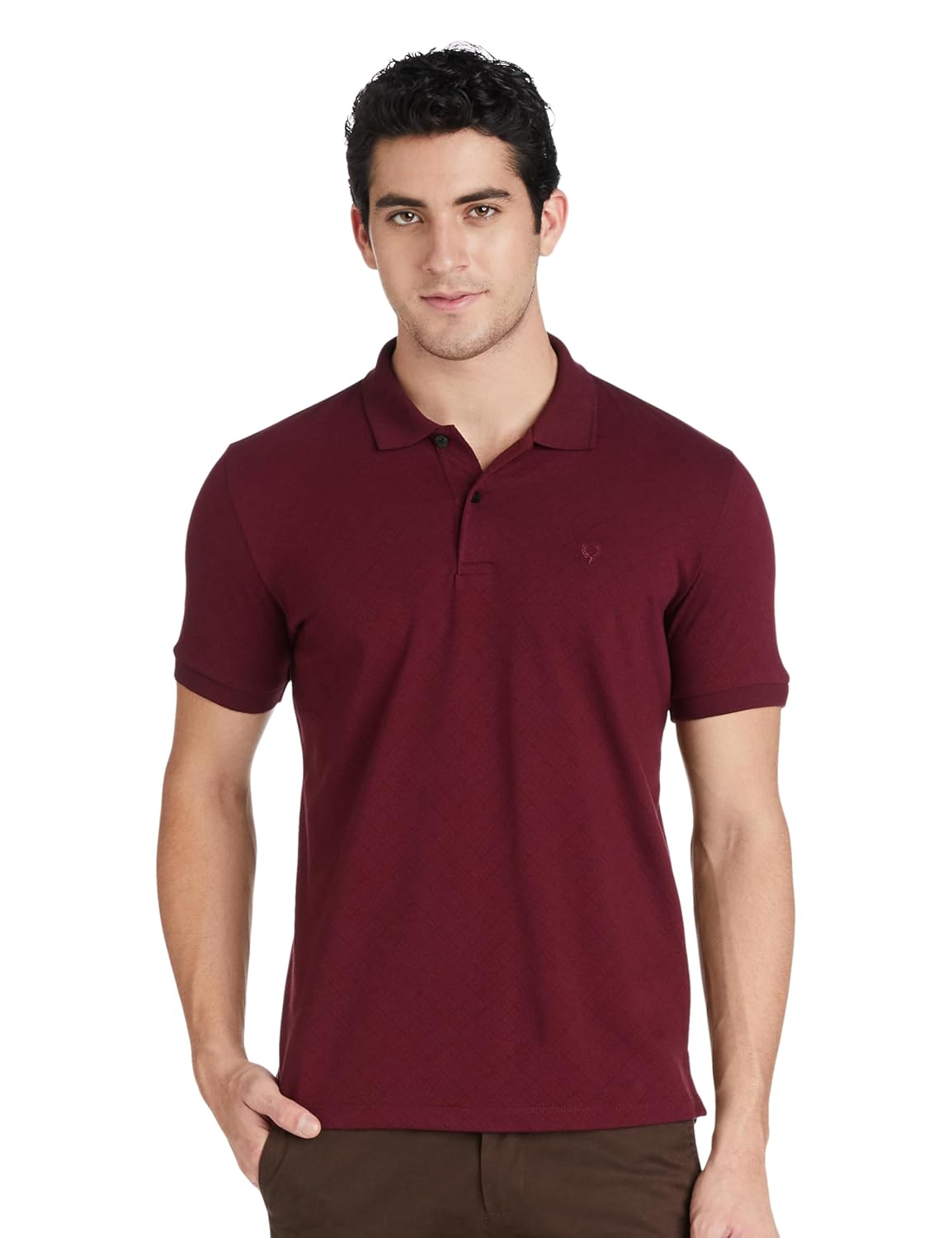 Allen Solly Men Polycotton Regular Fit Textured Jacquard Polo