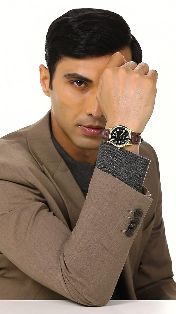 Casio Enticer Black Leather Watch Men - Image 3