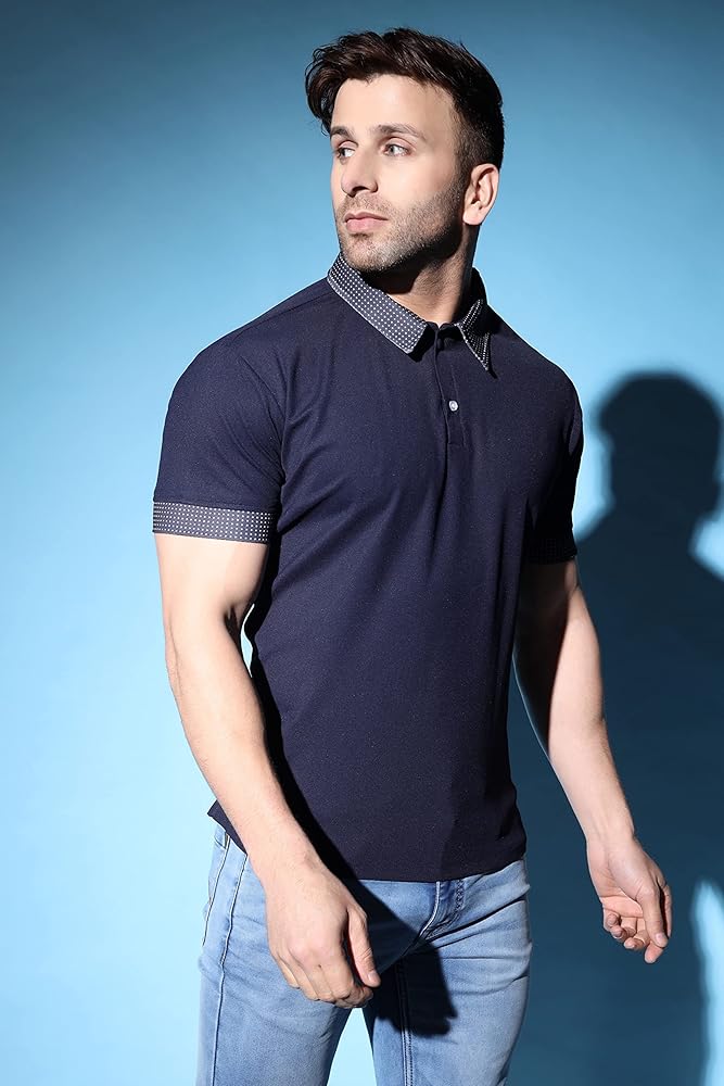 Leriya Fashion Tshirt for Men | Cotton Polyester | Dot Print Polo Neck | Regular Fit Solid T-Shirt f - Authentic Leriya Clothing | UrbanThreads - Image 5