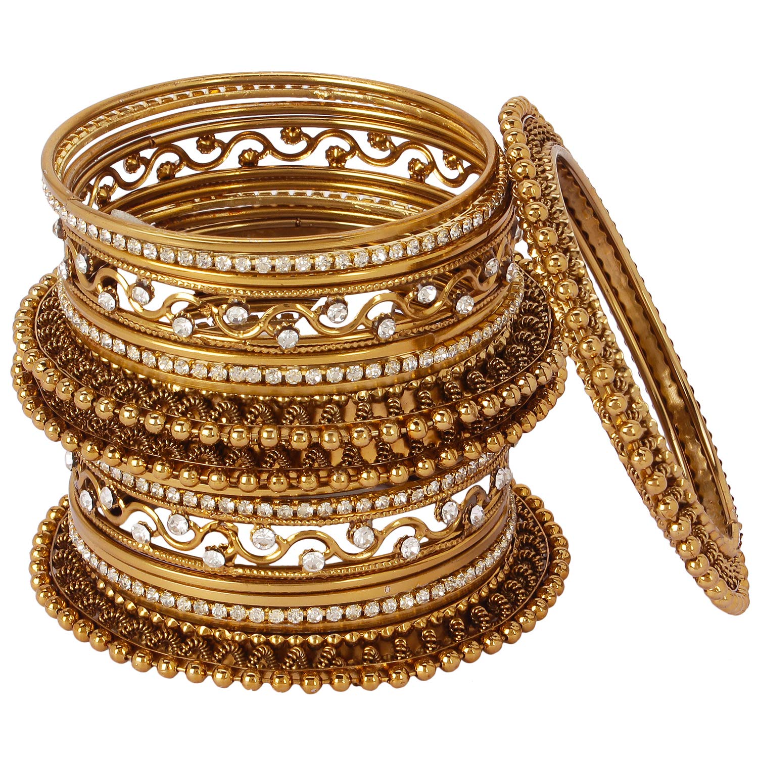 Shining Diva Antique Gold and Silver Plated Bangles for Women
