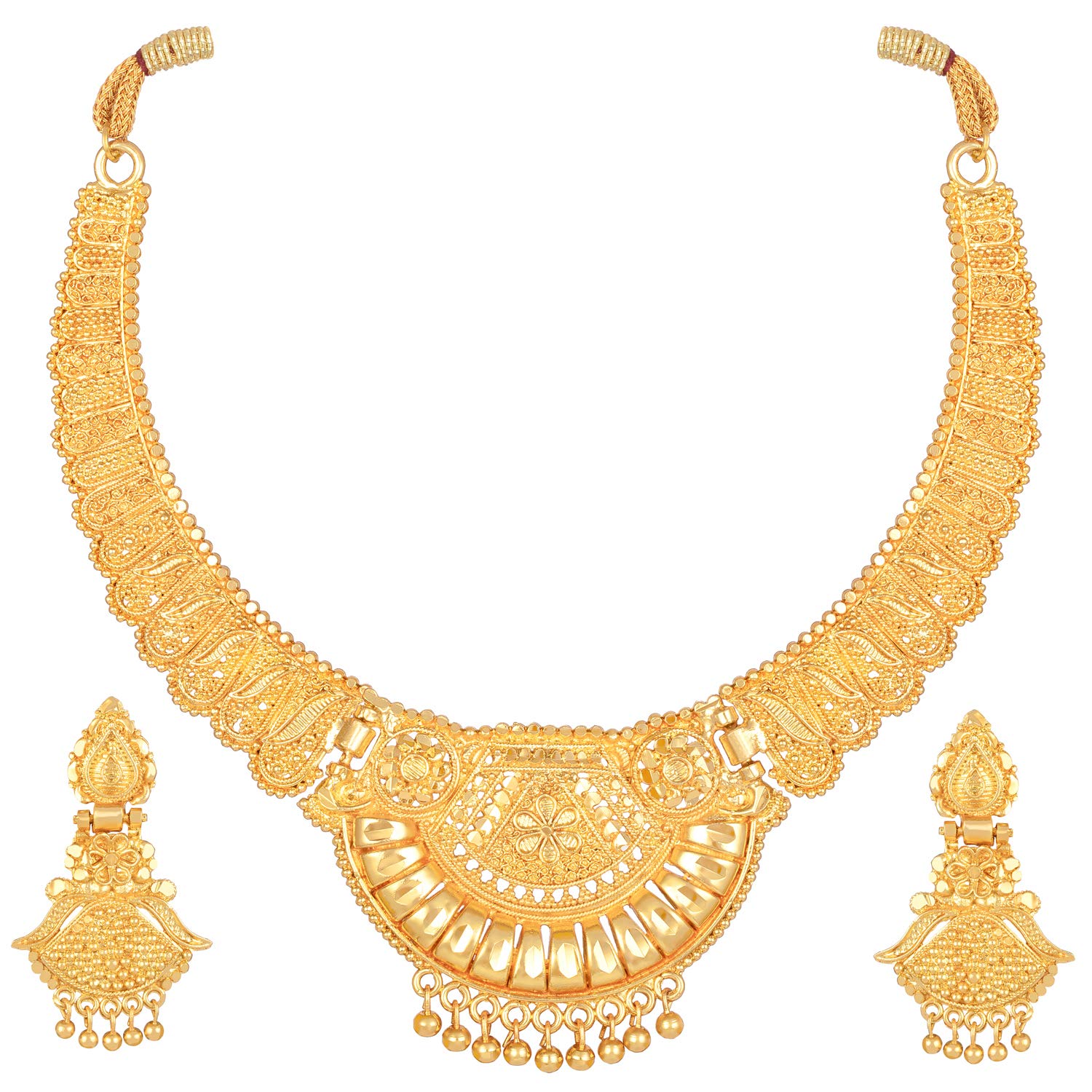 Shining Diva Choker Necklace Set One Gram Gold Plated Women