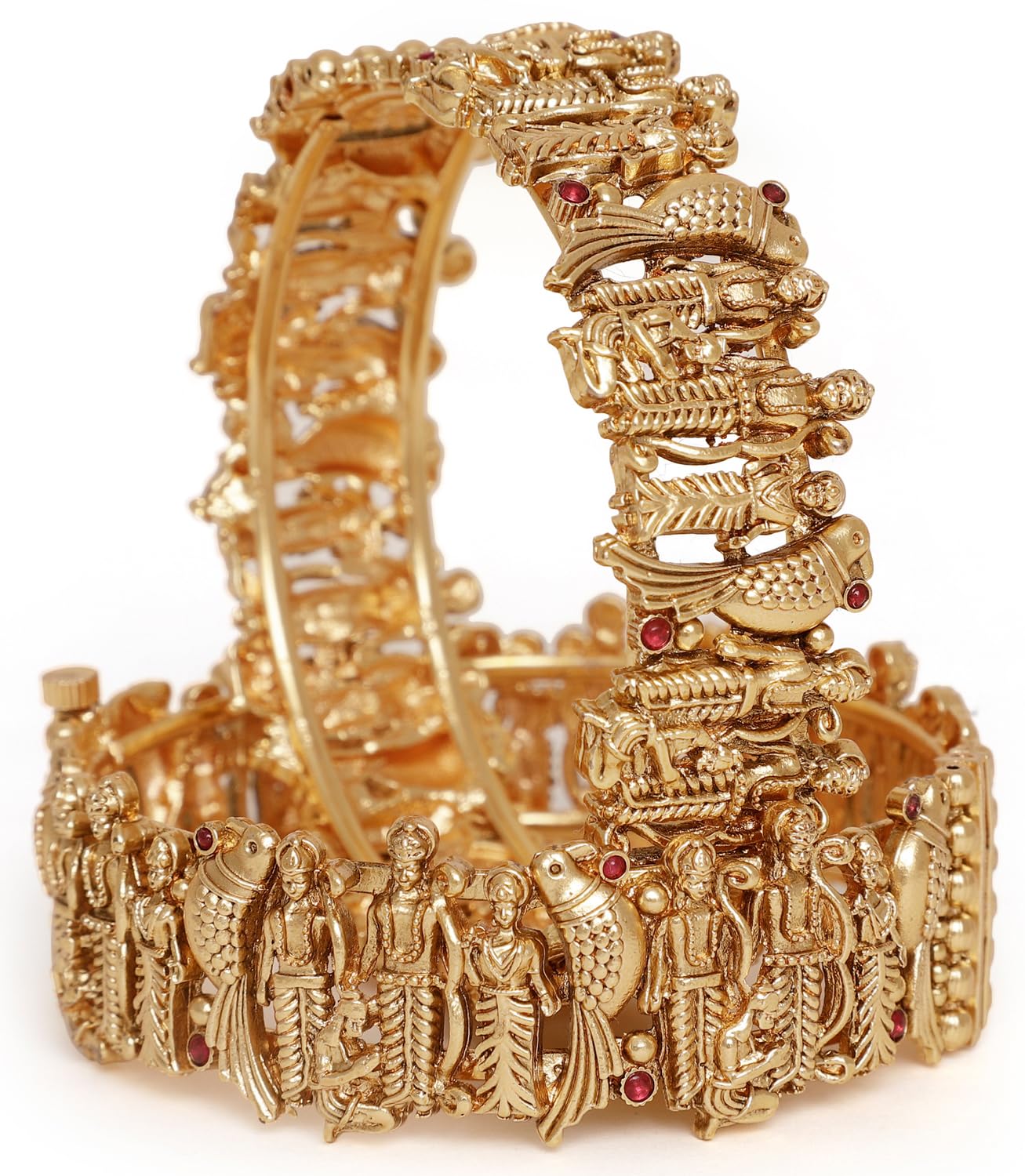 Shining Diva 18k Gold Plated Lord Ram Sita Bangles Set of 2