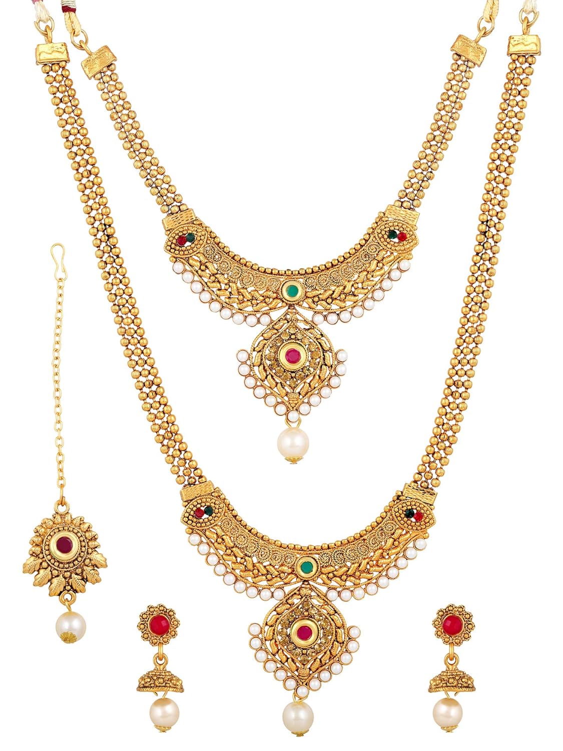 Shining Diva 18k Gold Plated Pearl Necklace Combo