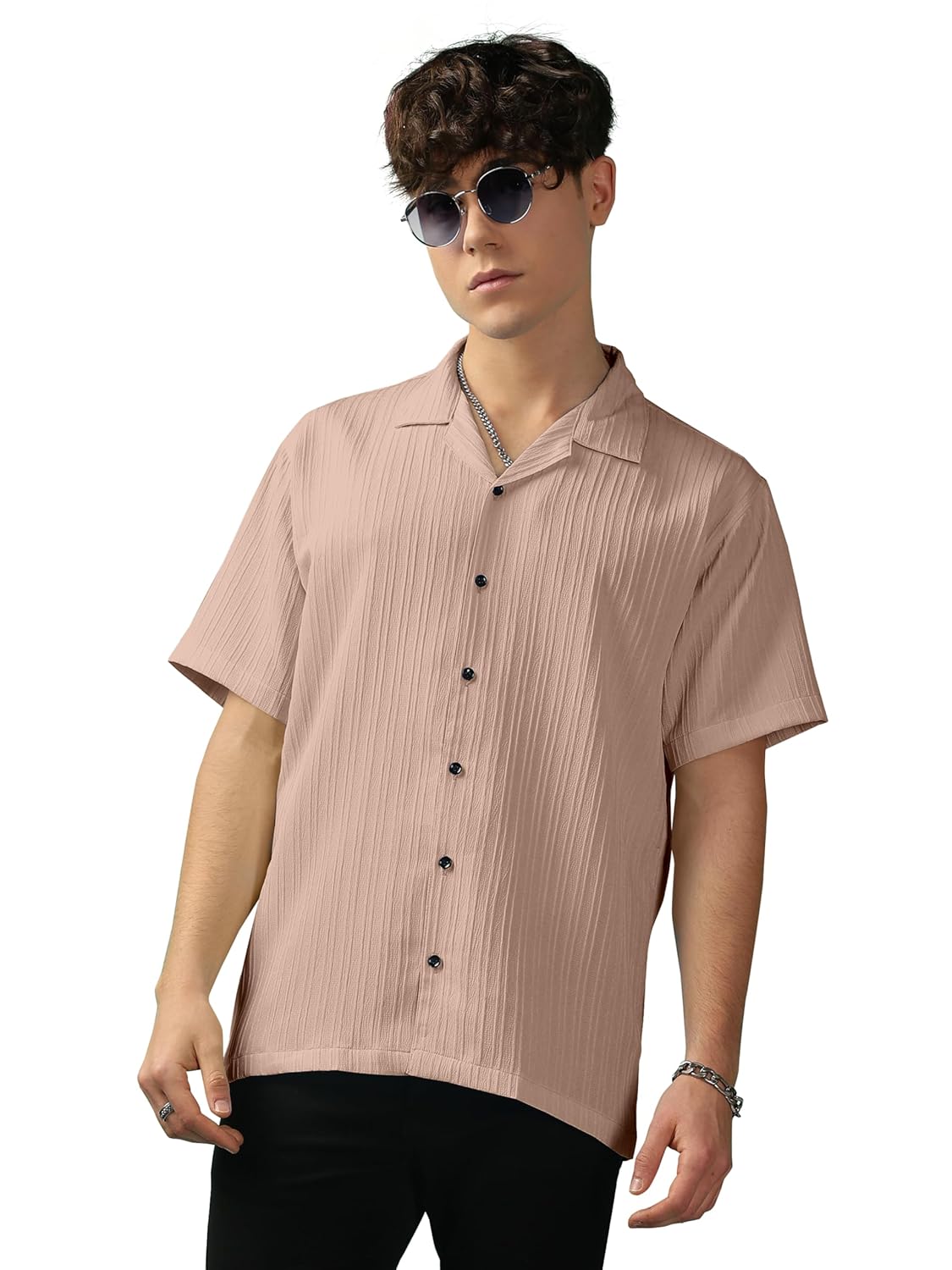 Urban Buccachi Men's Black Striped Shirt | Half Sleeve Polycotton Shirt for Men | Casual & Formal We - Authentic Urban Clothing | UrbanThreads