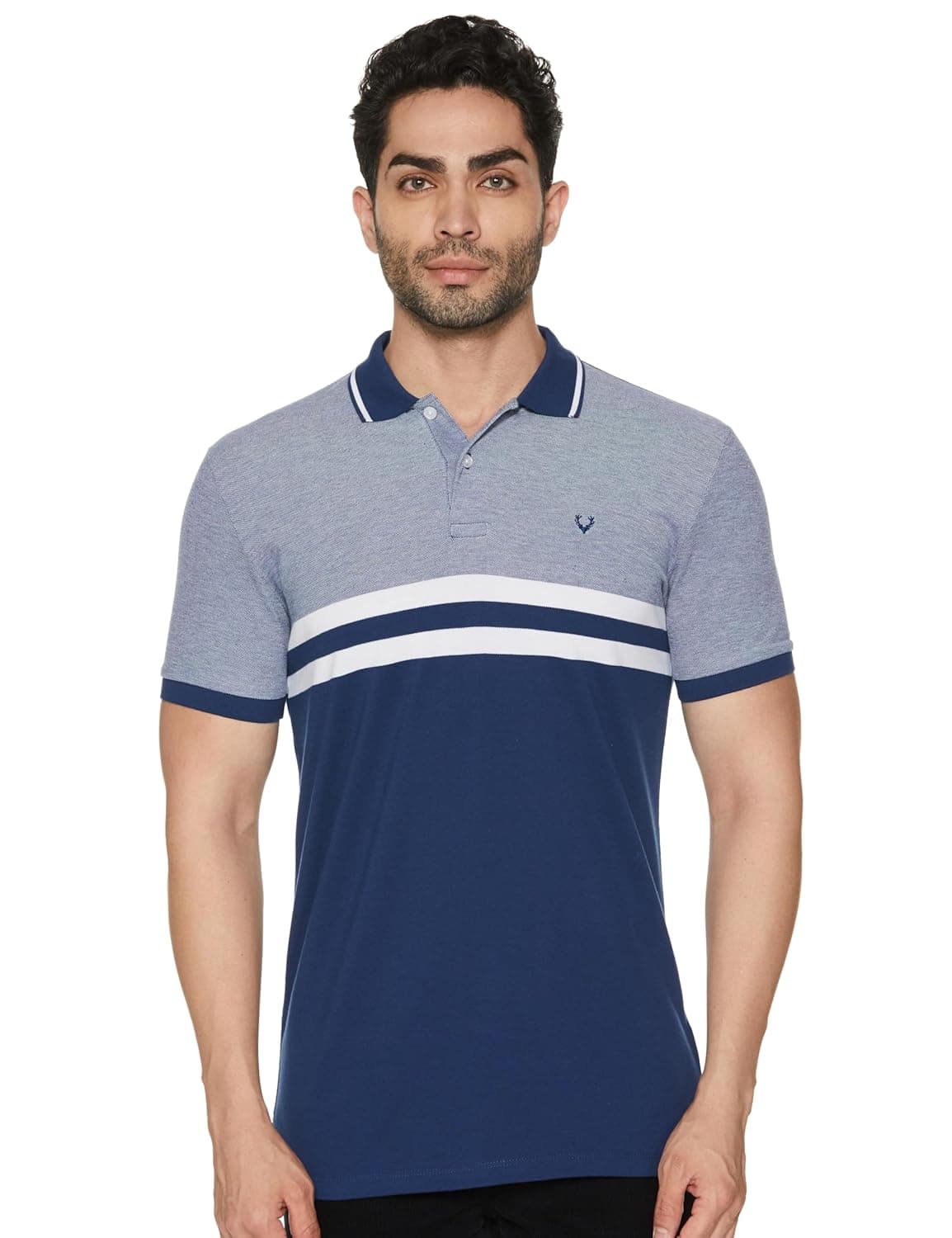 Allen Solly Men Polycotton Regular Fit Color Blocked Polo