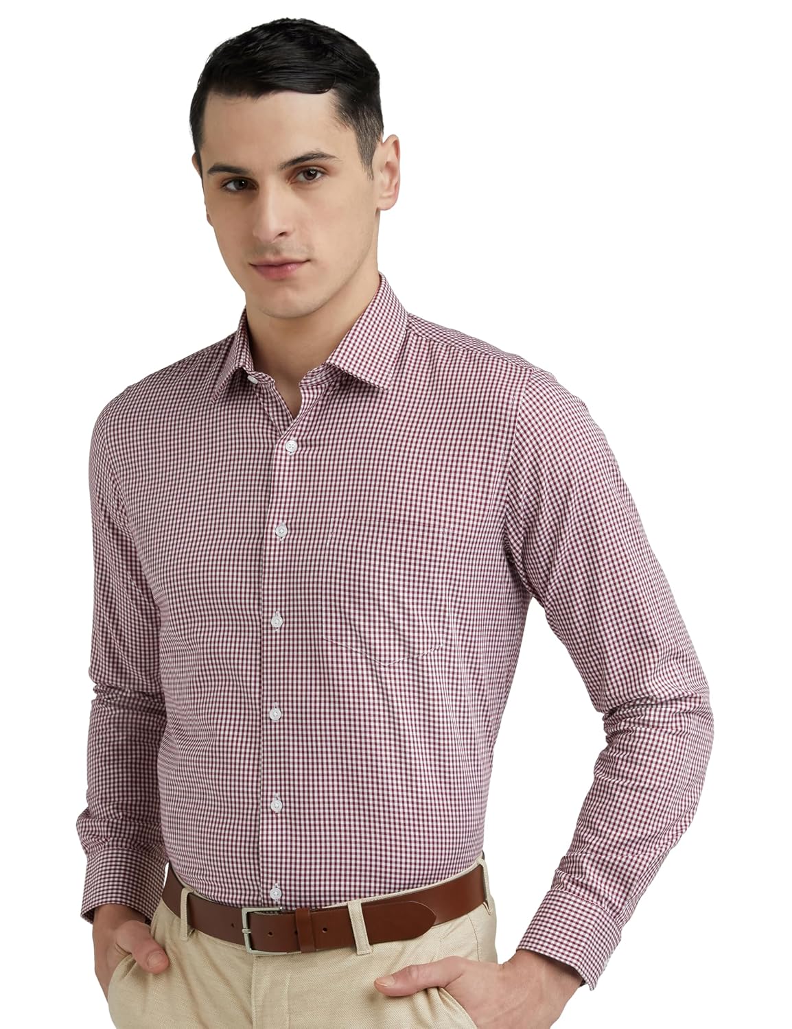 Van Heusen Men Cotton Solid Slim Fit Formal Shirt - Authentic Van Clothing | UrbanThreads