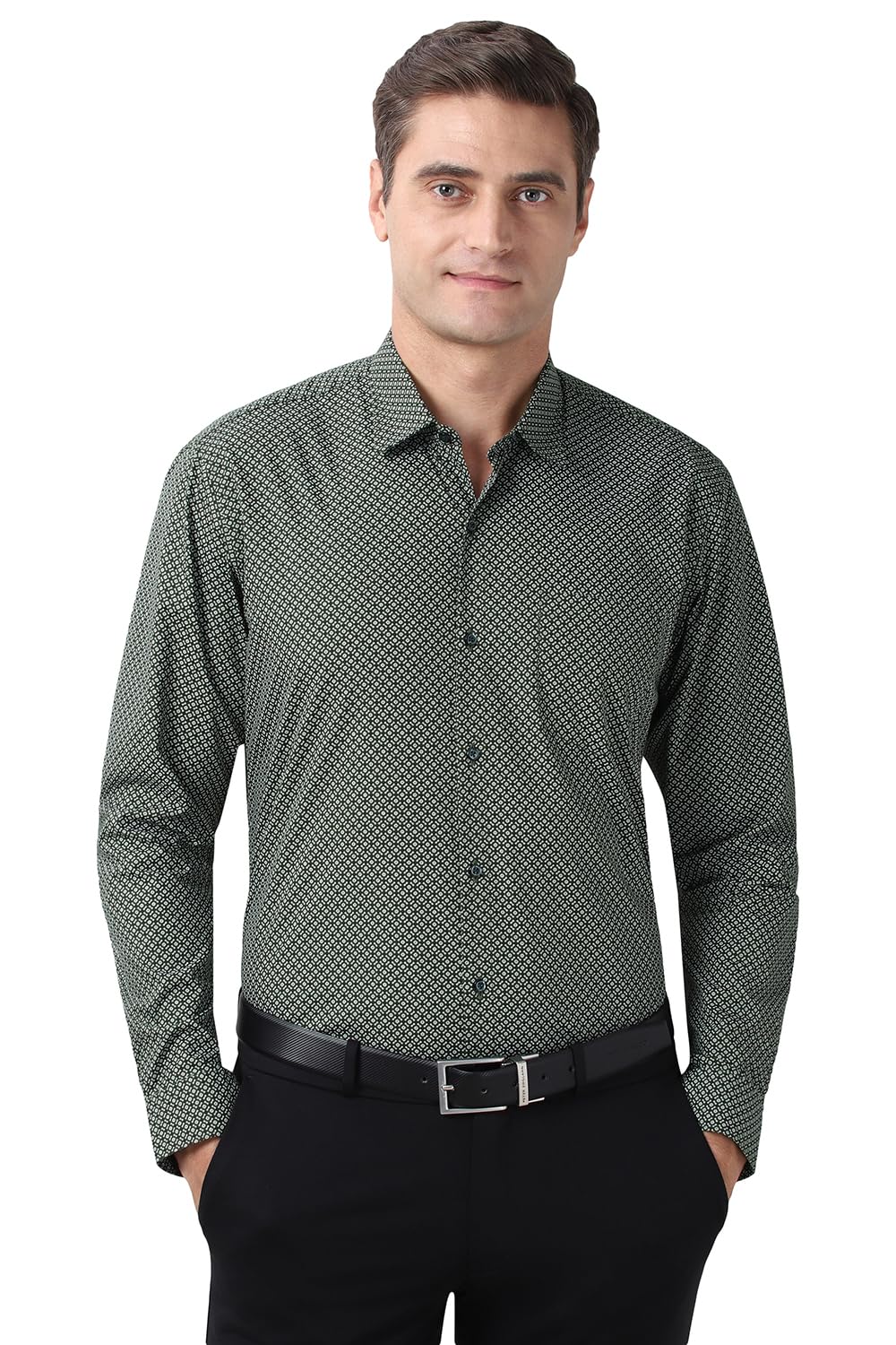 Peter England Men's Formal Shirt Cotton Full Sleeves Regular Fit